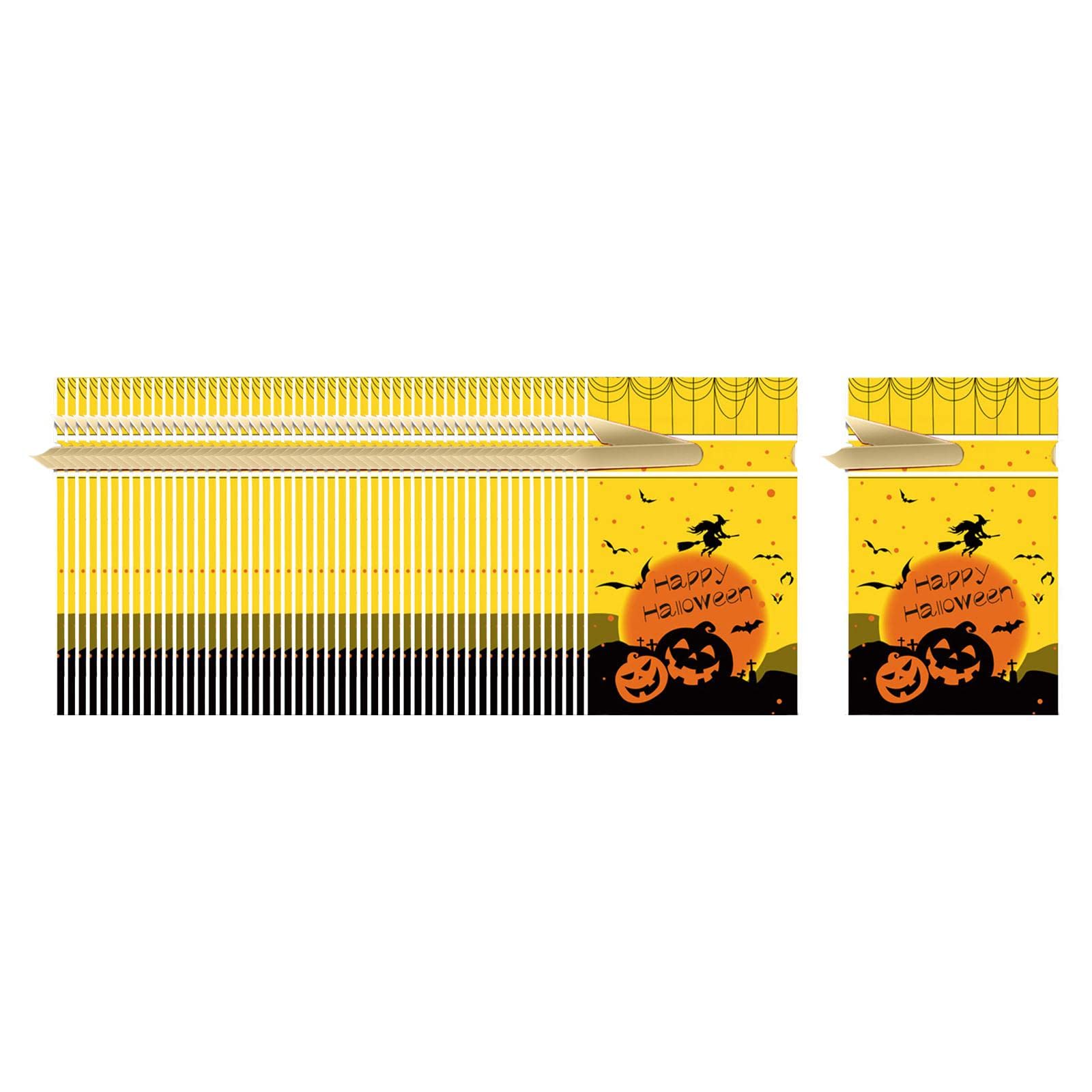 50Pcs Halloween Candy Bags - Treat Pouch with Gift Tags for Trick or Treat, Party Favors & Candy Storage (Yellow) | Perfect for Halloween Parties, School Events & Neighborhood Treat Distribution