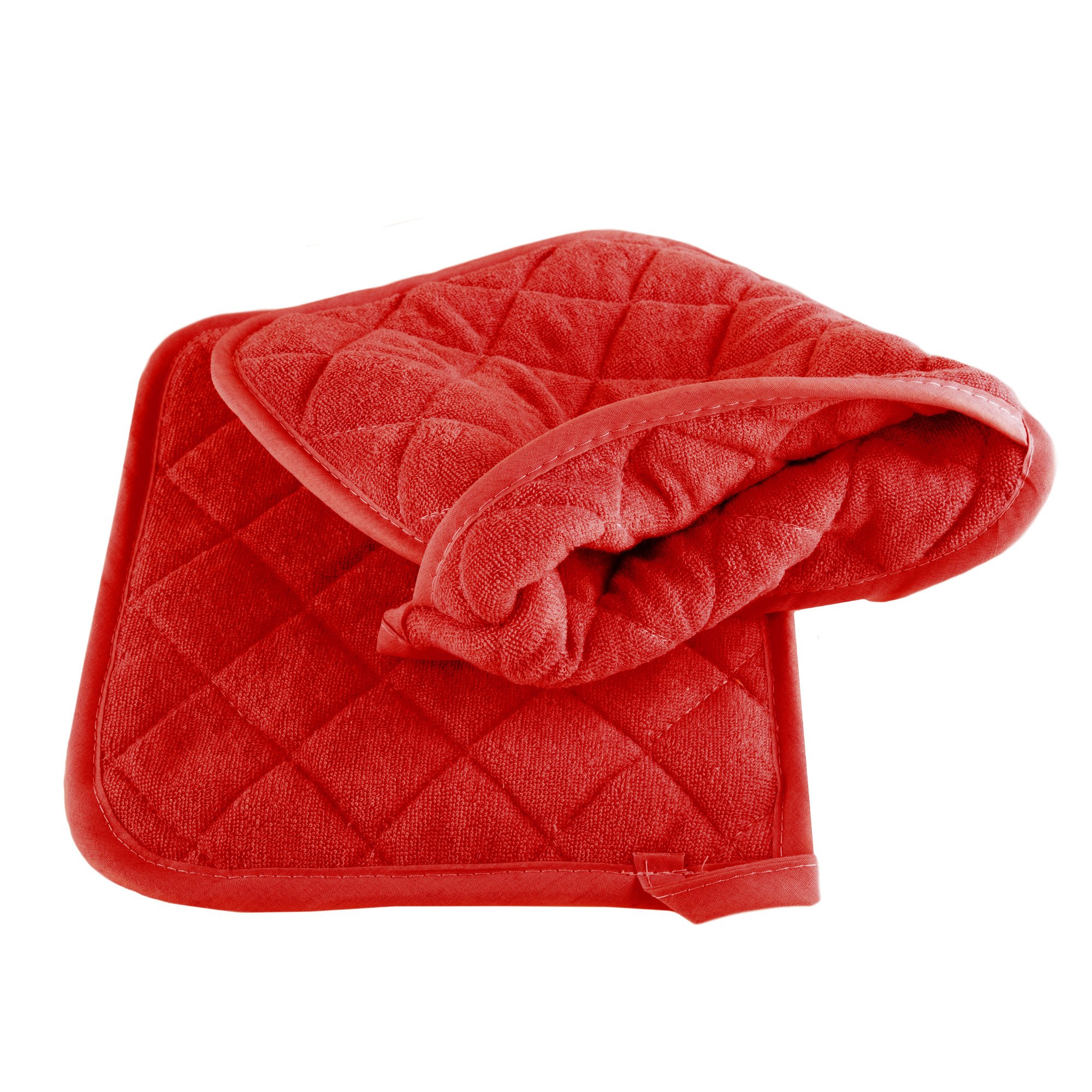 Lavish Home 2-Piece Oversized Heat Resistant Quilted Cotton Pot Holder Set - Red | Kitchen Cooking & Baking Essential for Hot Pans, Pots & Baking Sheets