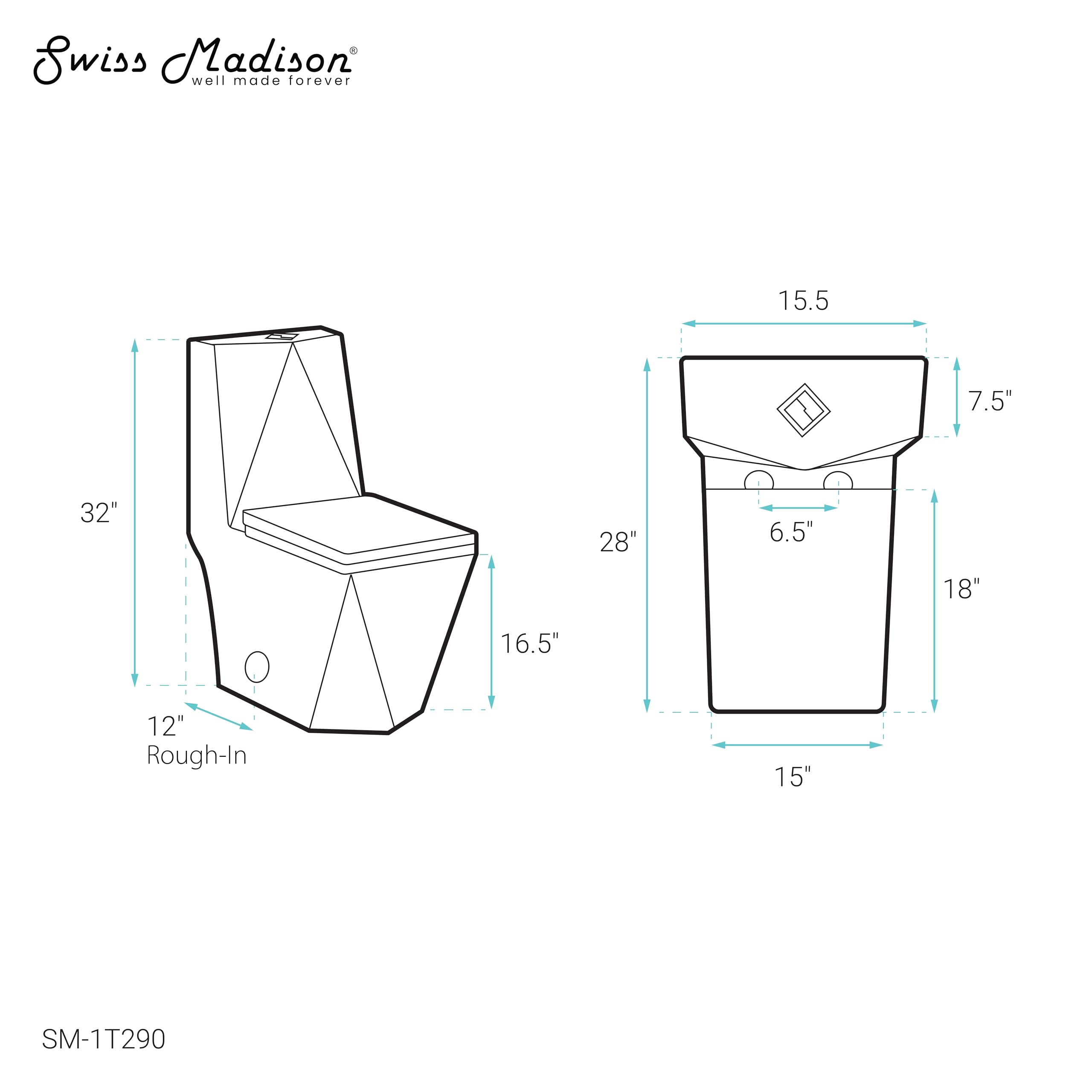 Brusque One-Piece Square Toilet with Dual-Flush 1.1/1.6 GPF - Modern Water-Saving Bathroom Solution for Homes & Offices