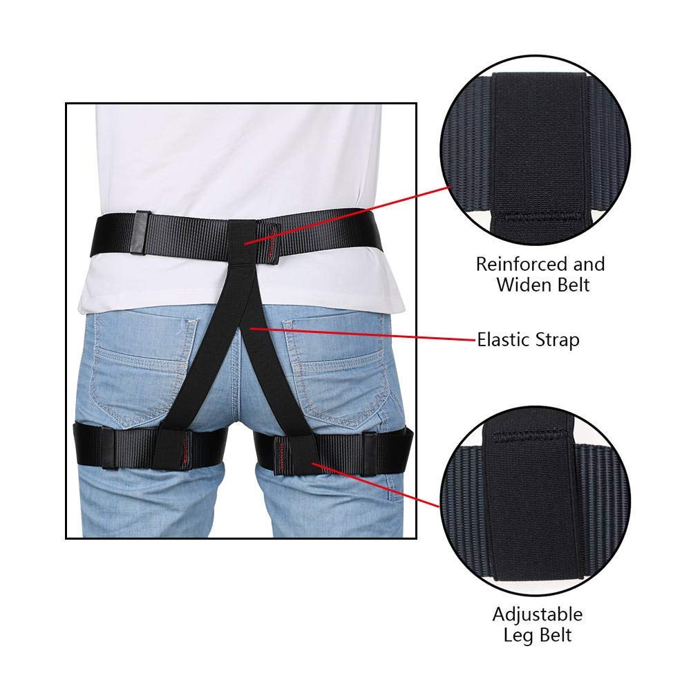 Climbing Gear Set for Rock Climbing, Rappelling, Ziplining, Fire Rescue & Tree Climbing - Durable Half Body Harness for Outdoor Adventures and Emergency Situations