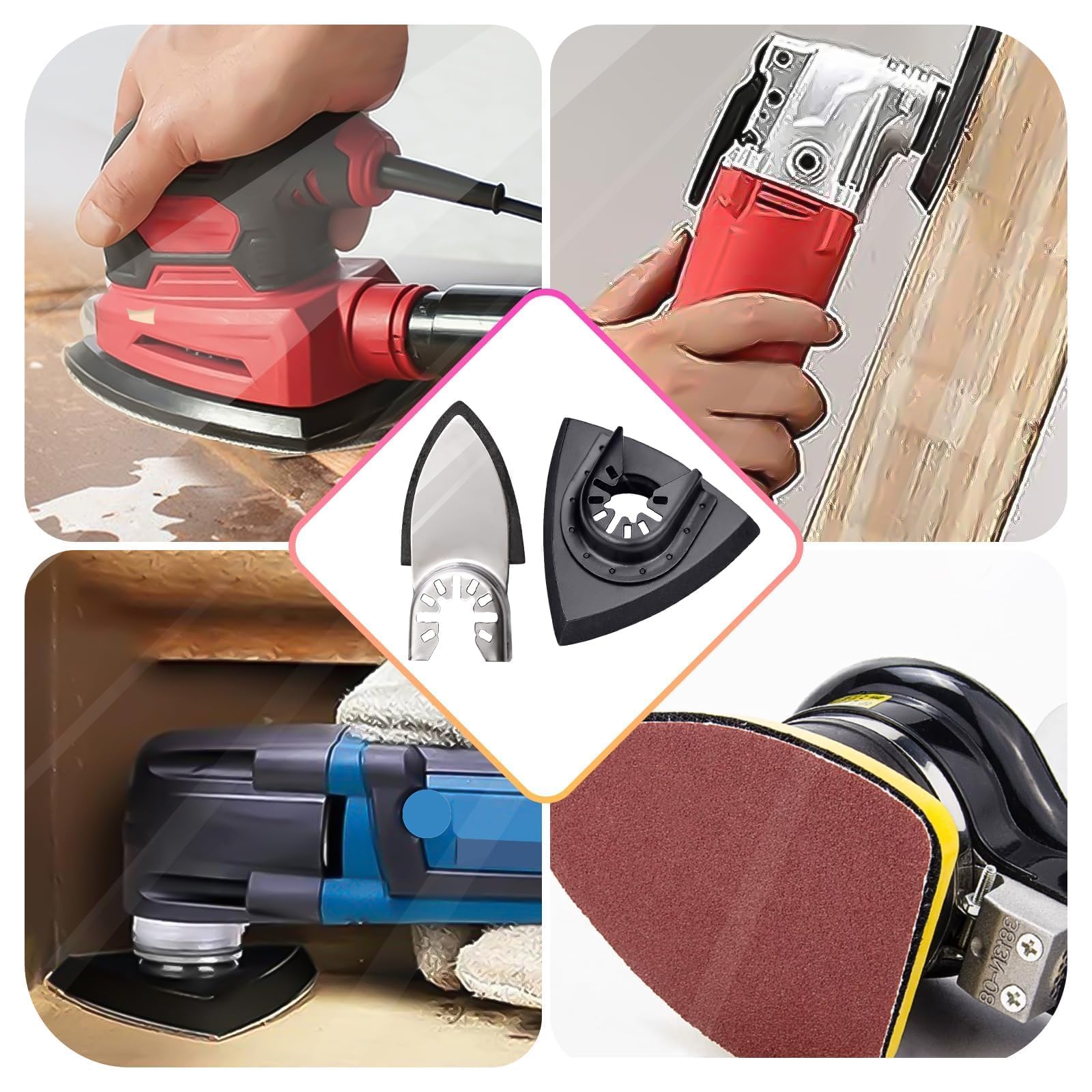 206-Piece Oscillating Tool Sanding Kit with Triangle & Finger Pads, 2 C-Clip Adapters, 200 Sandpaper Sheets (40mm & 80mm) – Perfect for Wood, Plaster, Drywall & DIY Home Renovation Projects