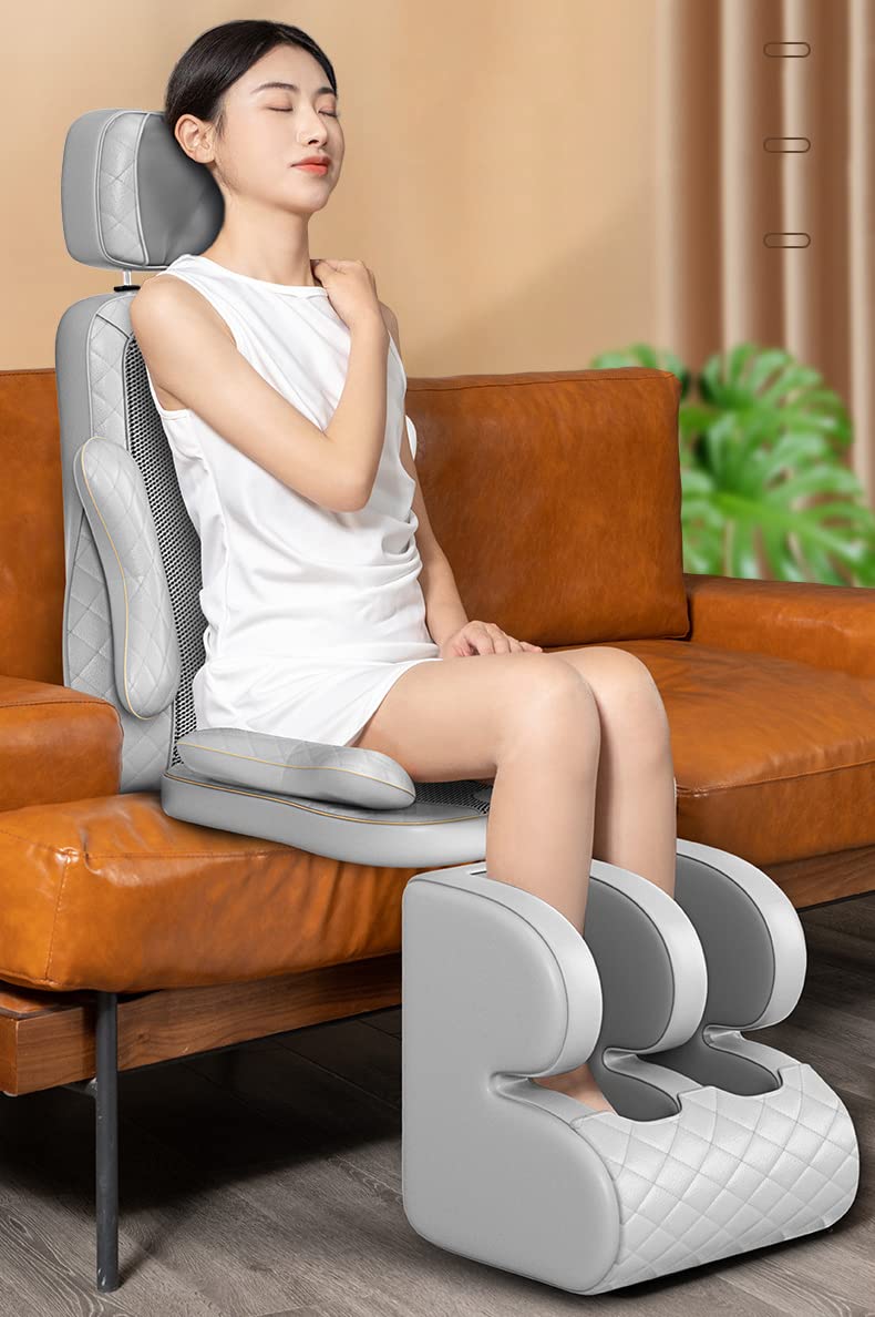 Shiatsu Massage Chair with Heat - 3D Kneading & Vibration Full Back Massager for Home and Office - Adjustable Compression Deep Tissue Therapy - Perfect for Stress Relief, Muscle Relaxation, and Post-Workout Recovery