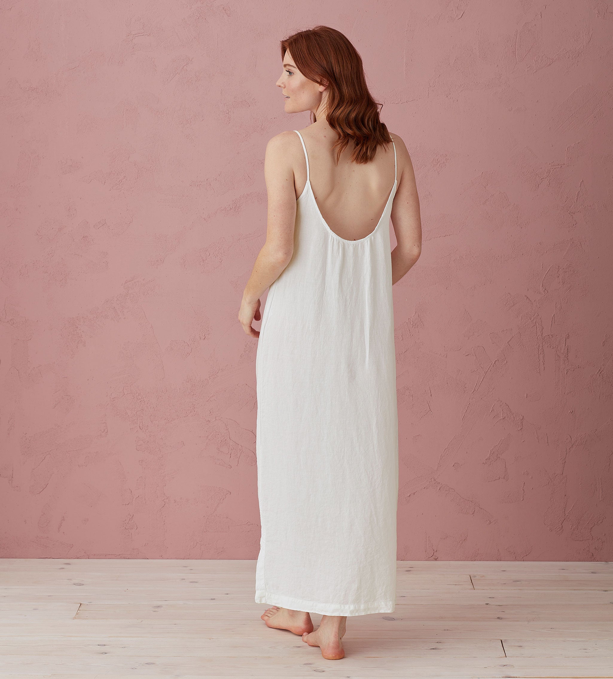 100% Linen Long Cami Nightie by Cream Willa - Soft & Breathable Sleepwear for Women - Perfect for Summer Nights & Relaxing at Home