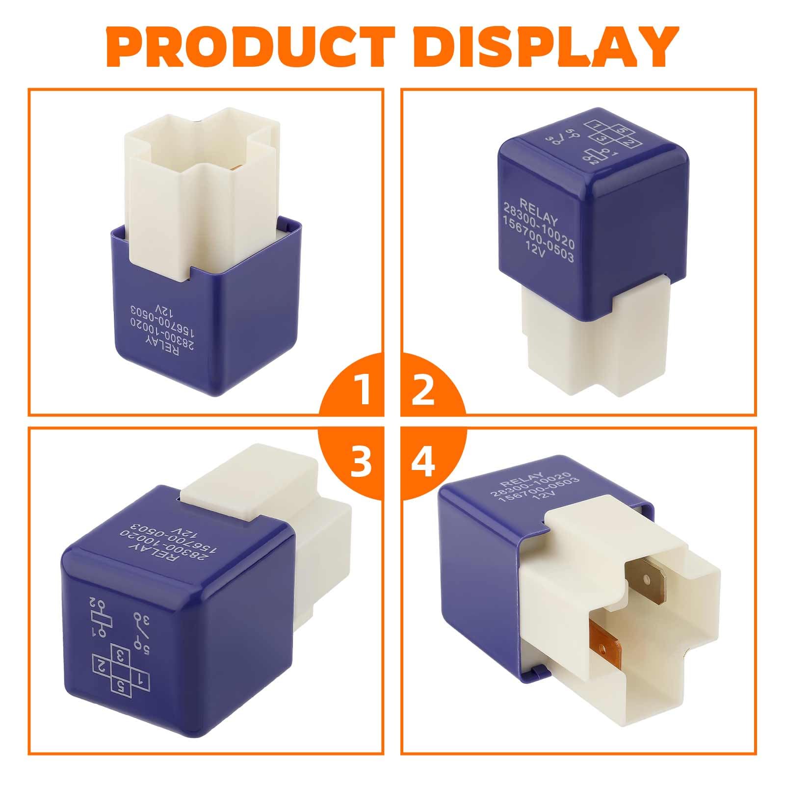 2Pcs 12V 4 Pin Relay Starter Relay 28300-10020 Compatible with Toyota Camry Corolla Highlander 4Runner Echo Scion xA xB RAV4 & Lexus GS300 ES330 LS400 RX300 (156700-0503) - Perfect for Automotive Electrical System Repairs and Upgrades