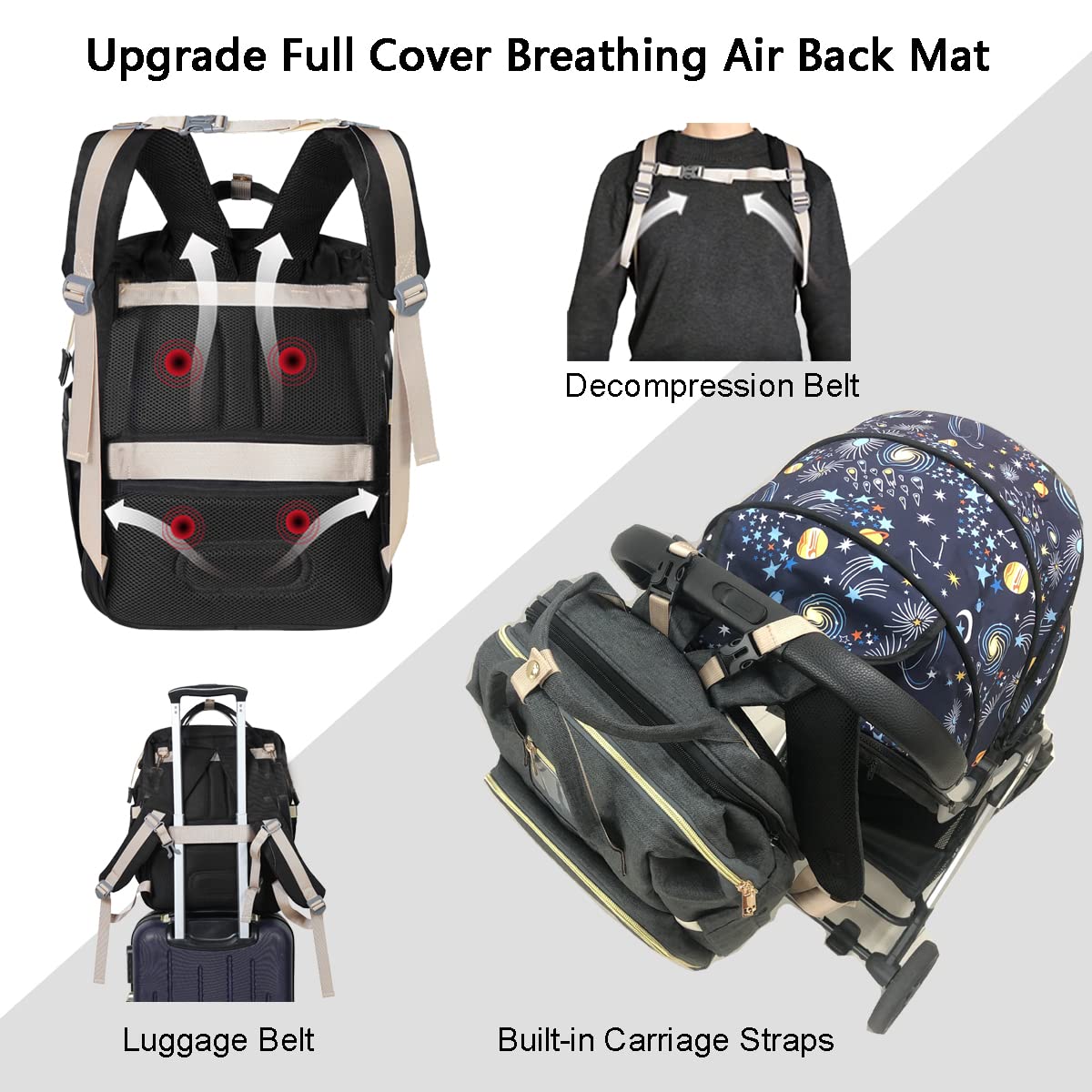 **Waterproof Baby Diaper Backpack for Boys & Girls - Large Multifunctional Travel Diaper Bag with Insulated Pockets - Perfect for Newborn Essentials, Daycare, and Family Outings - Dark Grey**
