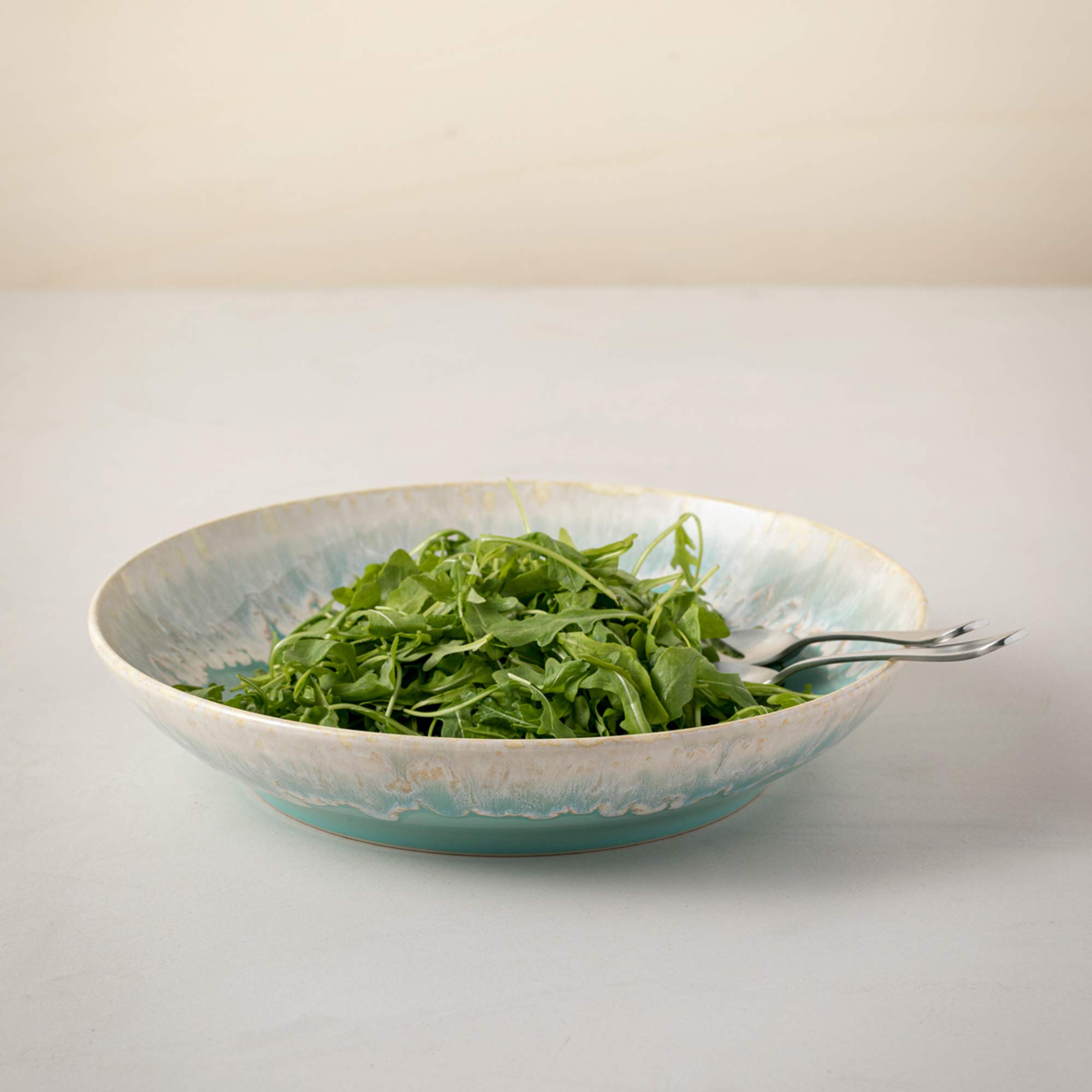 Casafina 13-Inch Ceramic Pasta Bowl - Microwave & Dishwasher Safe, Food Safe Glaze, Taormina Collection in Aqua | Durable Stoneware Dinnerware for Restaurants, Family Dinners & Italian Cuisine Serving