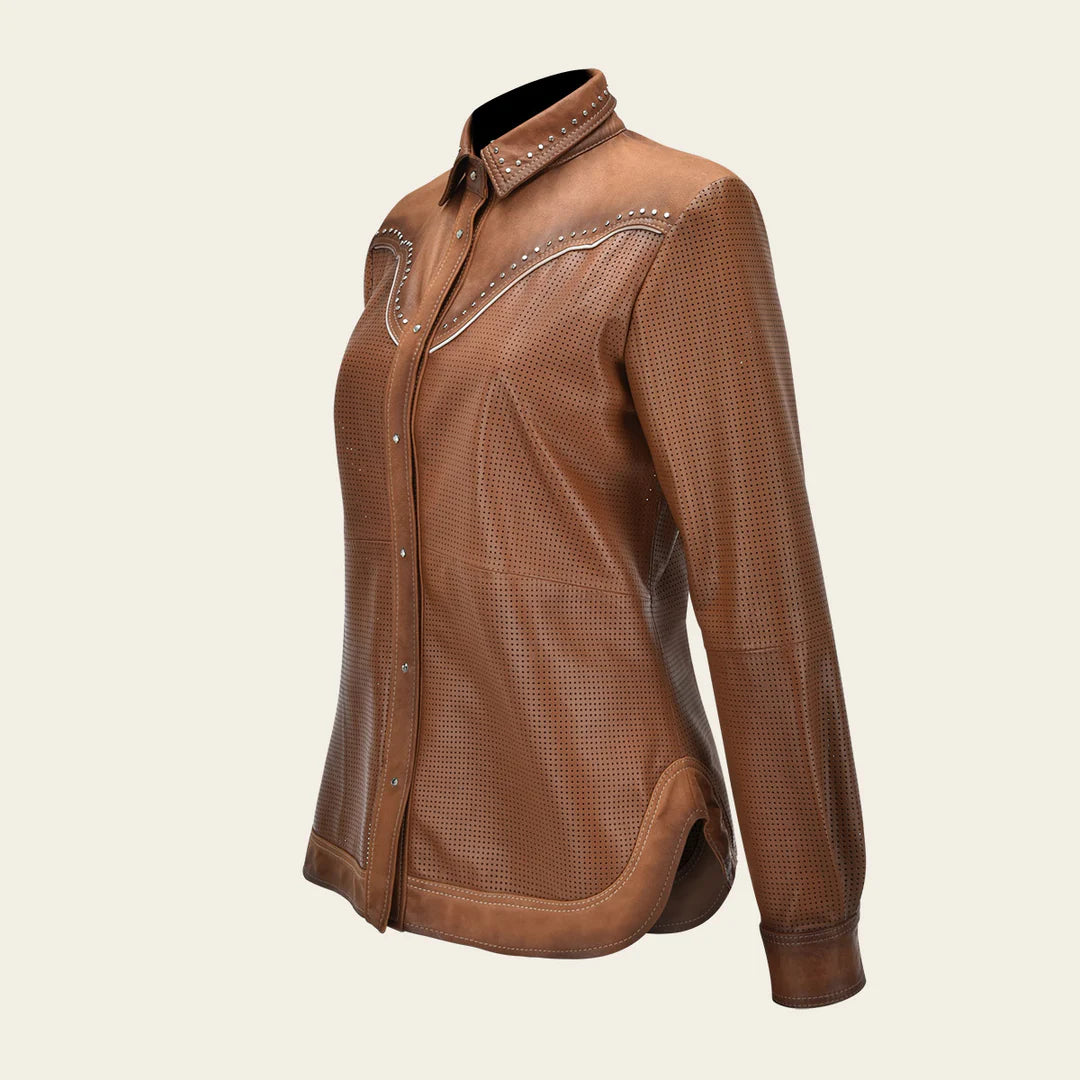 Cuadra Honey Western Fashion Lambskin Leather Camisole for Women - Stylish & Comfortable Western Wear for Rodeo, Country Music Concerts & Cowgirl Outfits