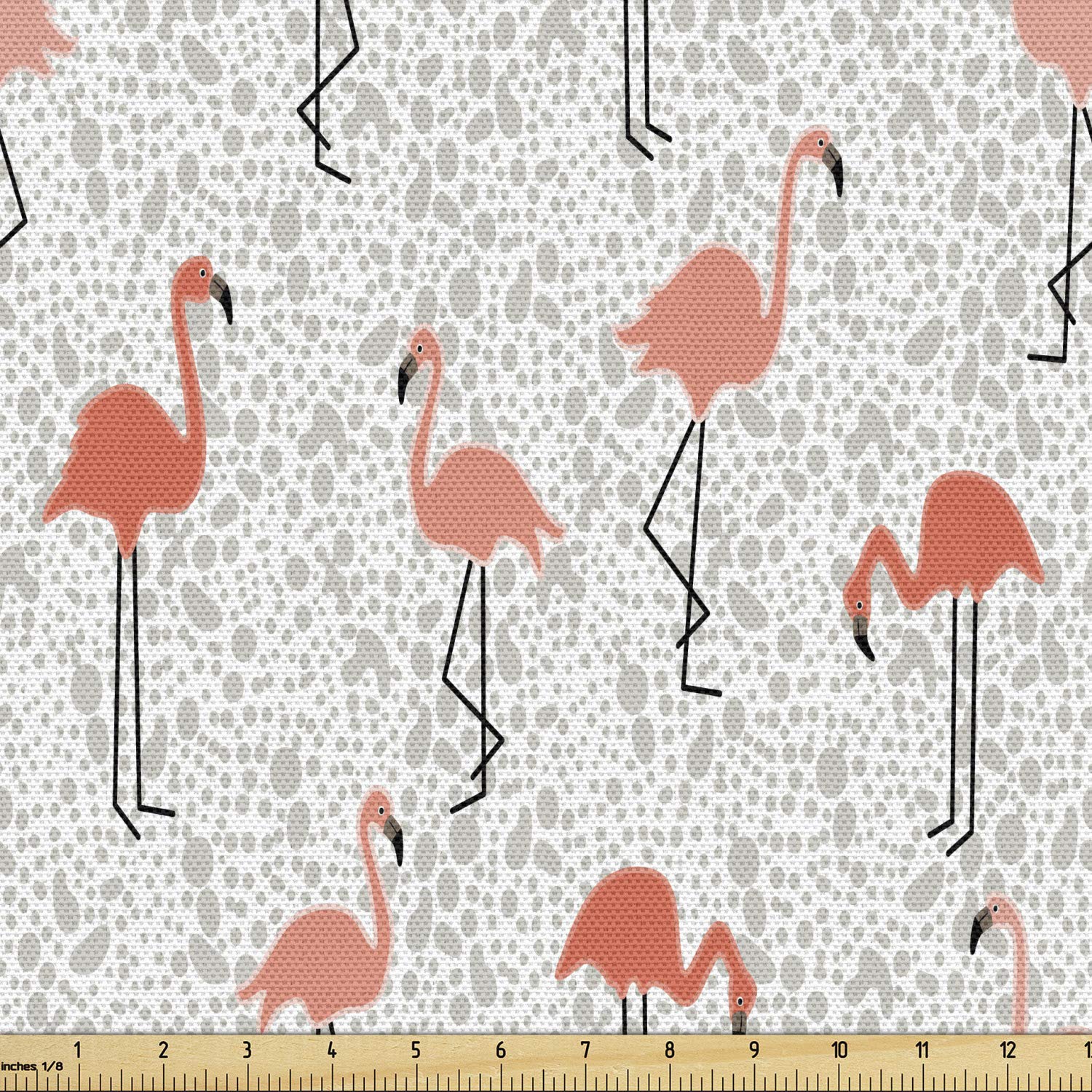 Ambesonne Flamingo Fabric by The Yard - Exotic Tropical Bird Print for Upholstery, Home Decor & DIY Projects | 10 Yards Dust Salmon Coral | Perfect for Pillows, Curtains & Bohemian Style Decorations