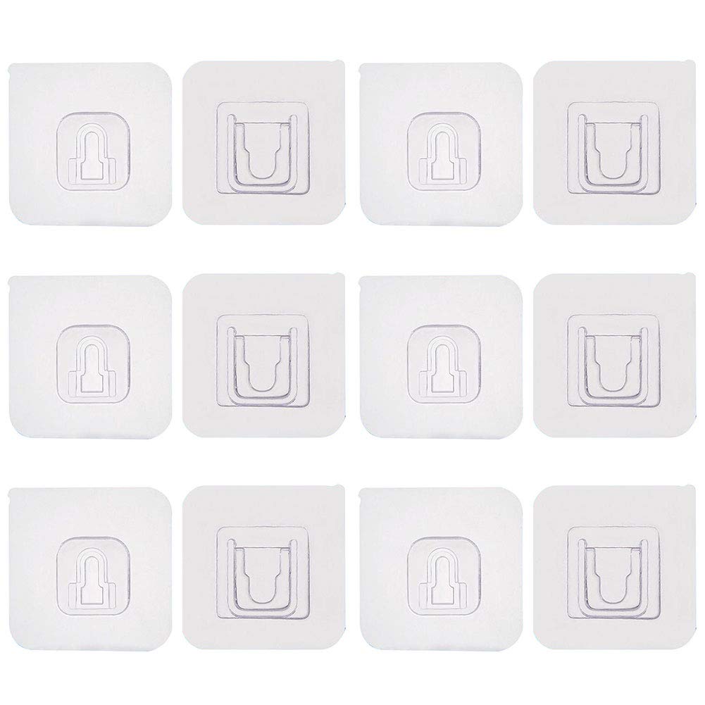 Bluelanss 6-Pack Clear Self Adhesive Hooks - Strong Plastic Wall Hangers for Kitchen, Bathroom, Office & Closet - Waterproof, No Drill Needed, Damage-Free Hanging Solution - Perfect for Organizing Towels, Keys, Coats & Decor