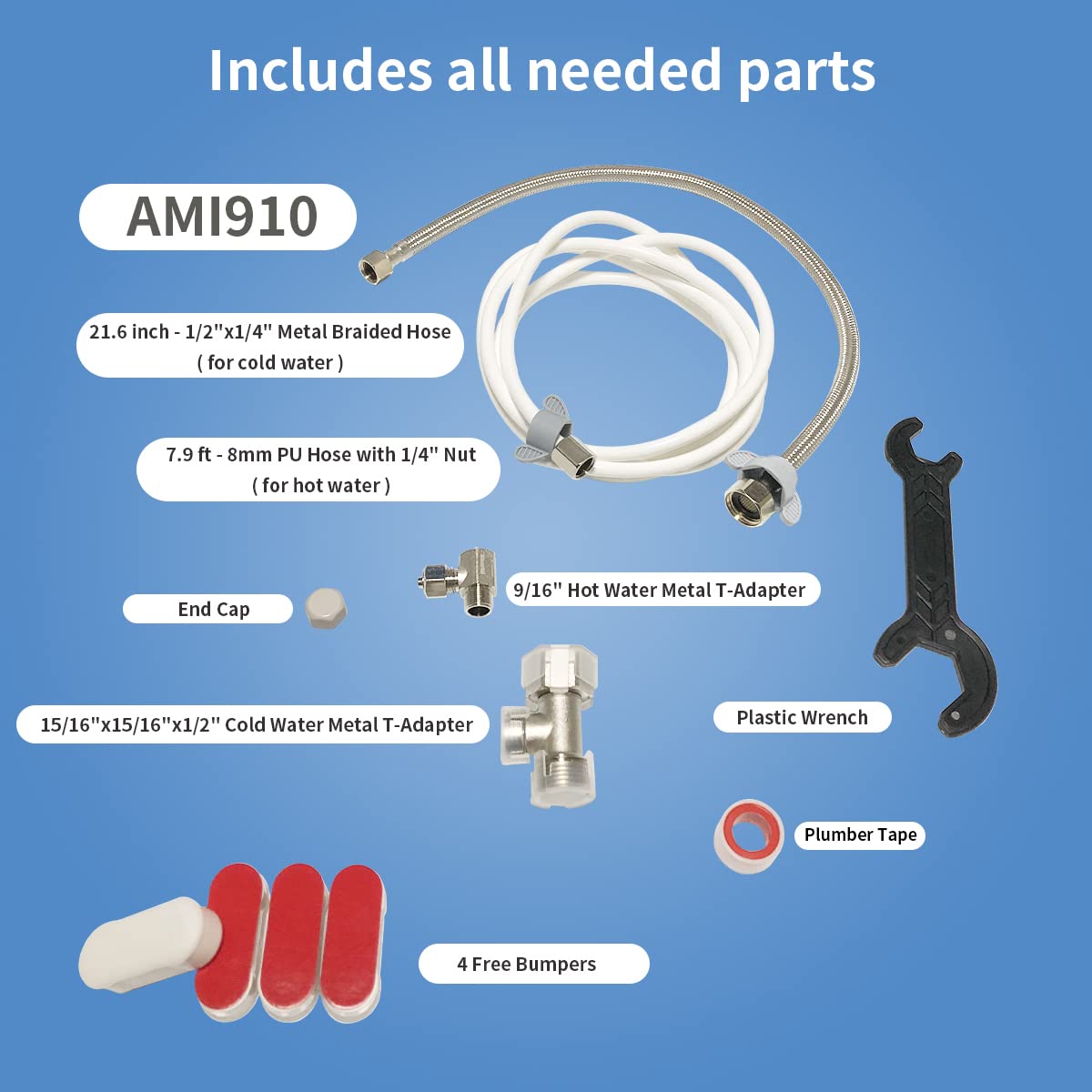 AMI910 Non-Electric Bidet Toilet Attachment with Hot & Cold Water - Dual Self-Cleaning Nozzles for Front & Rear Wash - Perfect for Home, RV, and Elderly Use