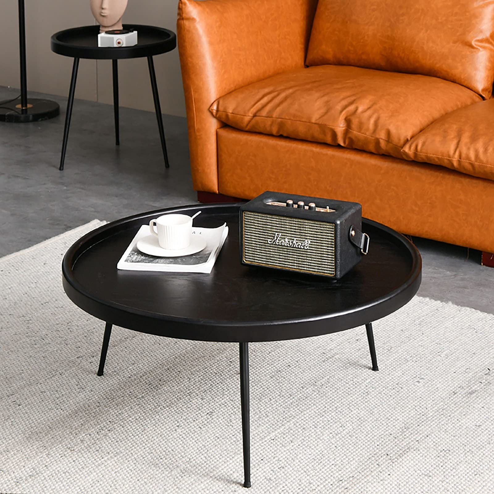 Nordic Round Coffee Table - 31.5 Inch Modern Sofa Side Table, Bedside Table, Corner Table for Living Room, Balcony, Bedroom - Perfect for Coffee, Snacks, Books & Decor