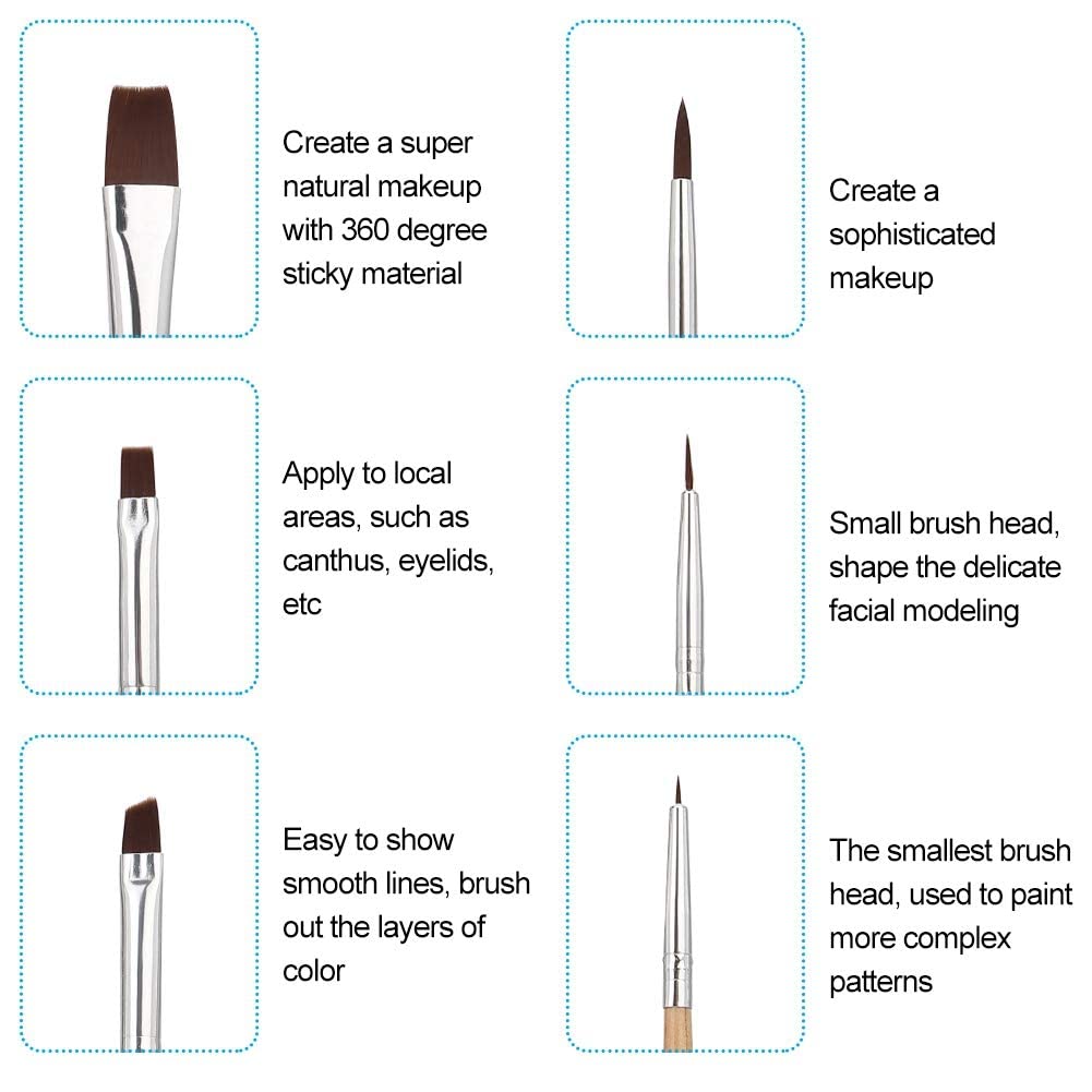 Professional 6pcs Face Paint Brush Set for Halloween & Body Art - Adults & Beginners