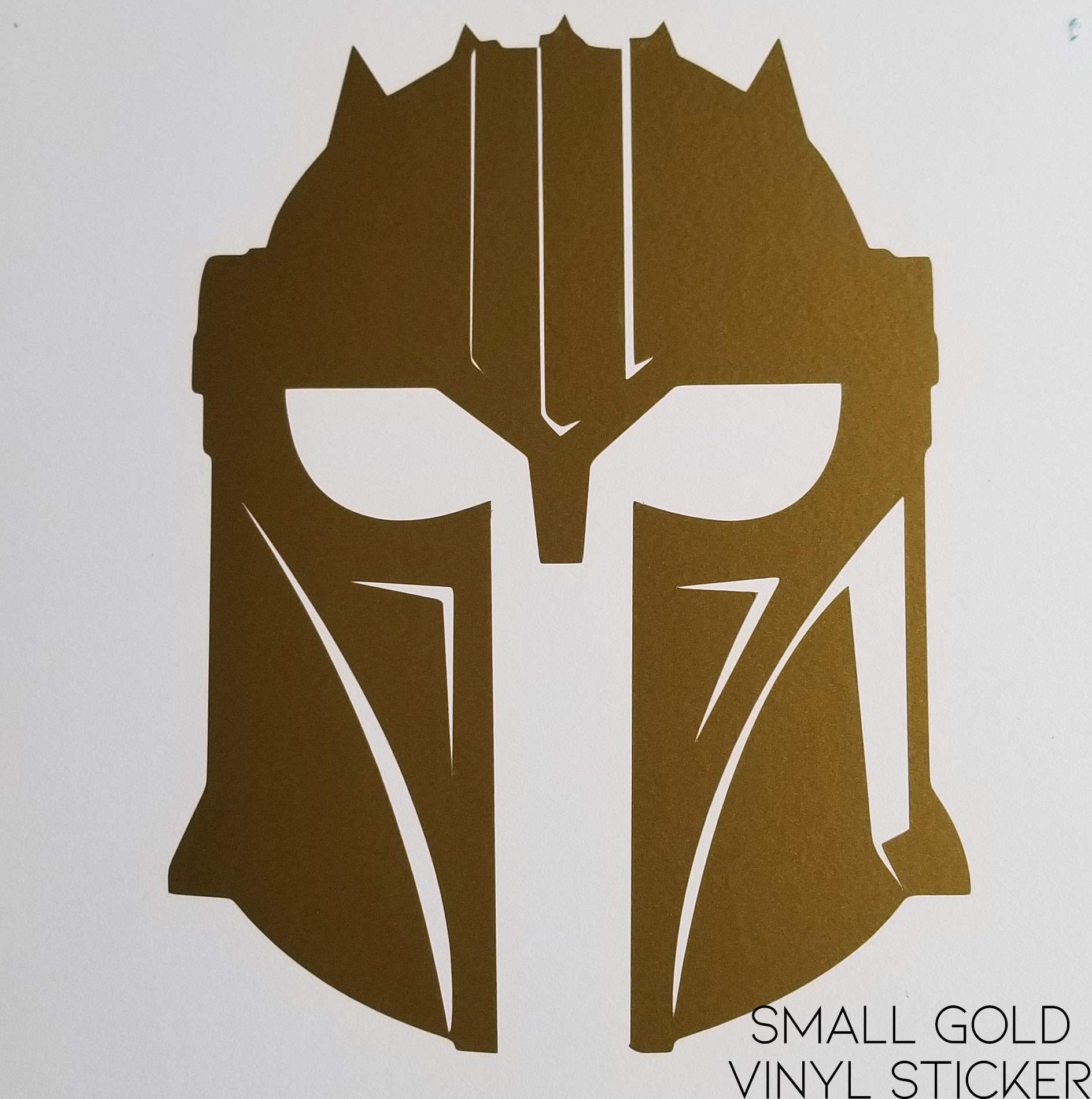 Gold Mando Decal Vinyl Sticker - Small Star Wars Themed Car & Laptop Decal for Fans - Perfect for Vehicles, Laptops, Water Bottles & DIY Projects