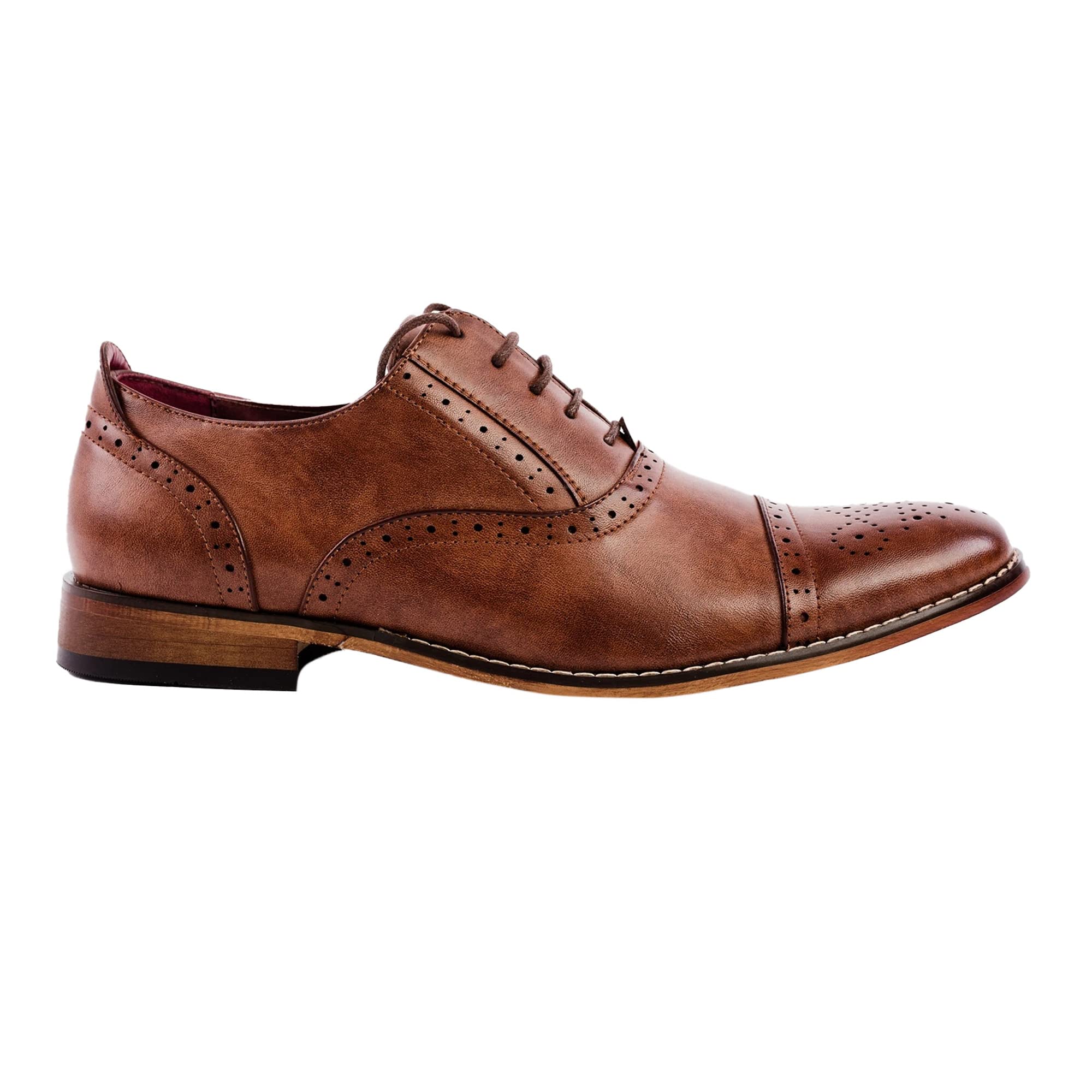 Goor Boys' Capped Lace Oxford Brogue Shoes - Classic Leather School Dress Shoes for Kids, Formal Occasions & First Communion