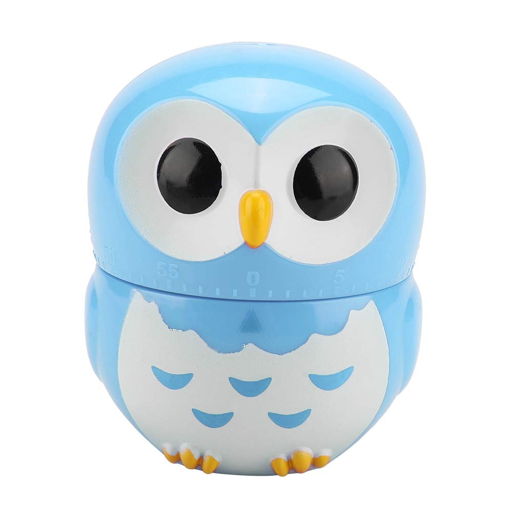 Kitchen Manual Timer - Cute Owl Shape Mechanical Cooking Countdown Clock, Portable Alarm Clock for Home & Kitchen Use, Perfect for Baking, Cooking, and Meal Prep (Blue)