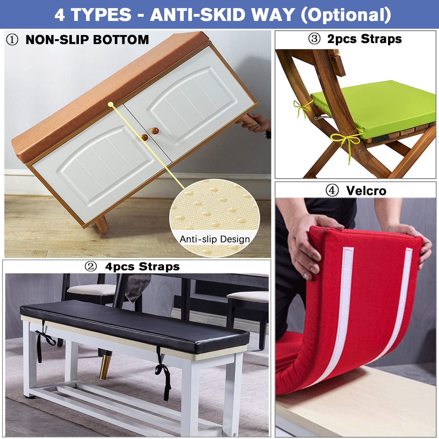Custom Size Memory Foam Seat Cushion with Removable Waterproof Leather Cover - Indoor Outdoor Patio Furniture Bench Pillow (Brown) - Perfect for Living Room Sofa, Garden Chairs & Office Seating