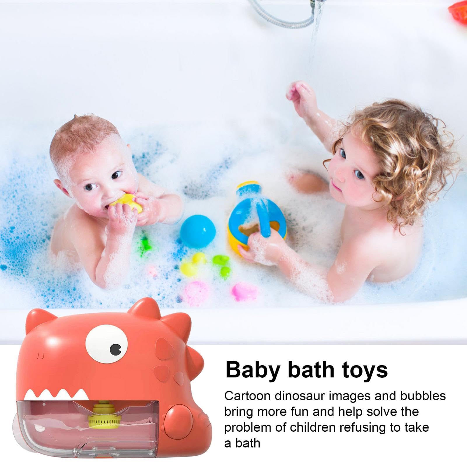 Shark Dinosaur Bubble Machine for Kids - Cartoon Bath Toys with Music & LED Lights | Fun Bubble Maker for Toddlers Ages 3-5 | Perfect for Bathtime Play & Sensory Development