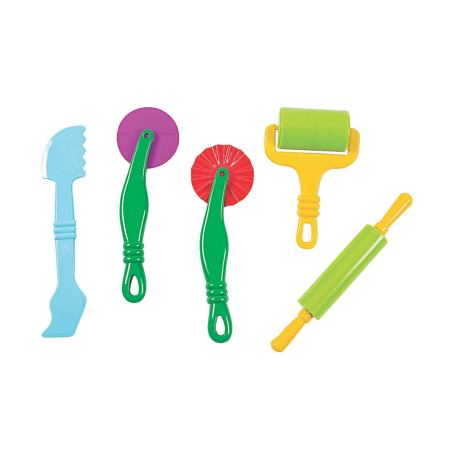 Fun Express Dough Tool Set - 5 Piece Kids Playdough Kit with Roller, Cutter & Molds - Perfect for Arts & Crafts, Sensory Play & Early Childhood Education