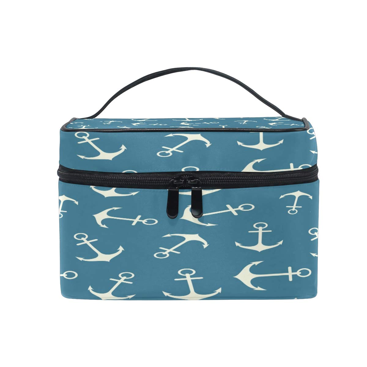 VIKKO Nautical Anchor Blue Cosmetic Bag - Large Waterproof Travel Makeup Organizer for Women | Perfect for Vacation, Gym & Daily Essentials Storage