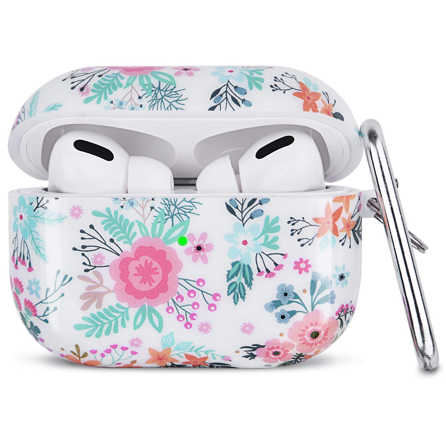 QINGQING 3-in-1 Cute AirPods Pro Case - Shockproof Protective Hard Cover with Keychain for AirPods Pro Charging Case (Abstract Flower Design) | Perfect for Women, Men & Teens - Gym, Travel & Everyday Use
