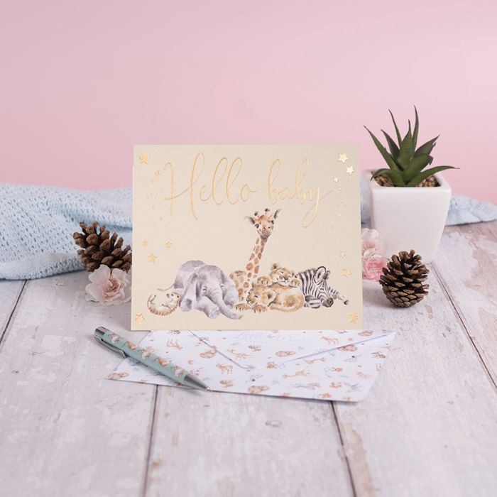 Wrendale Designs Little Savannah Hello Baby - Adorable Animal-Themed Baby Gift for Newborns & Showers | Perfect for Nurseries, Birthdays & Special Occasions