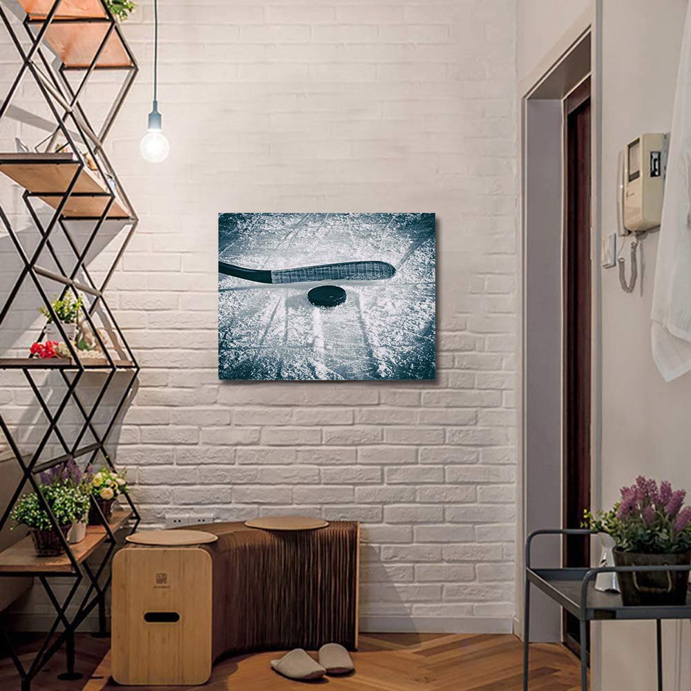 Hockey Sports Ground Canvas Wall Art - 16x20 Inch Ready to Hang Print for Living Room, Bedroom & Kitchen - Competitive Sports Decor for Hockey Fans & Game Room