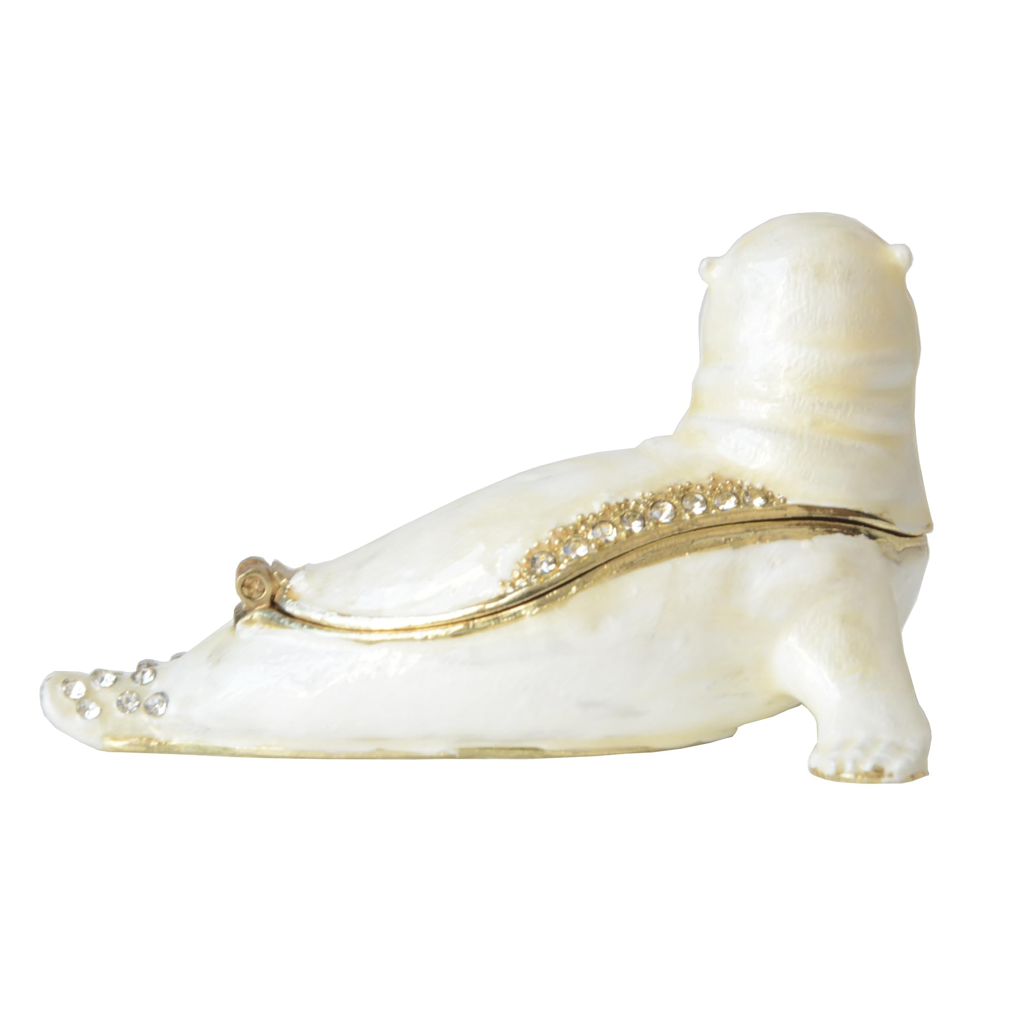 White Seal Pup Trinket Box - Bejeweled Jewelry Storage Box with Necklace Holder, Nautical Themed Gift for Women, Perfect for Home Decor & Jewelry Organization