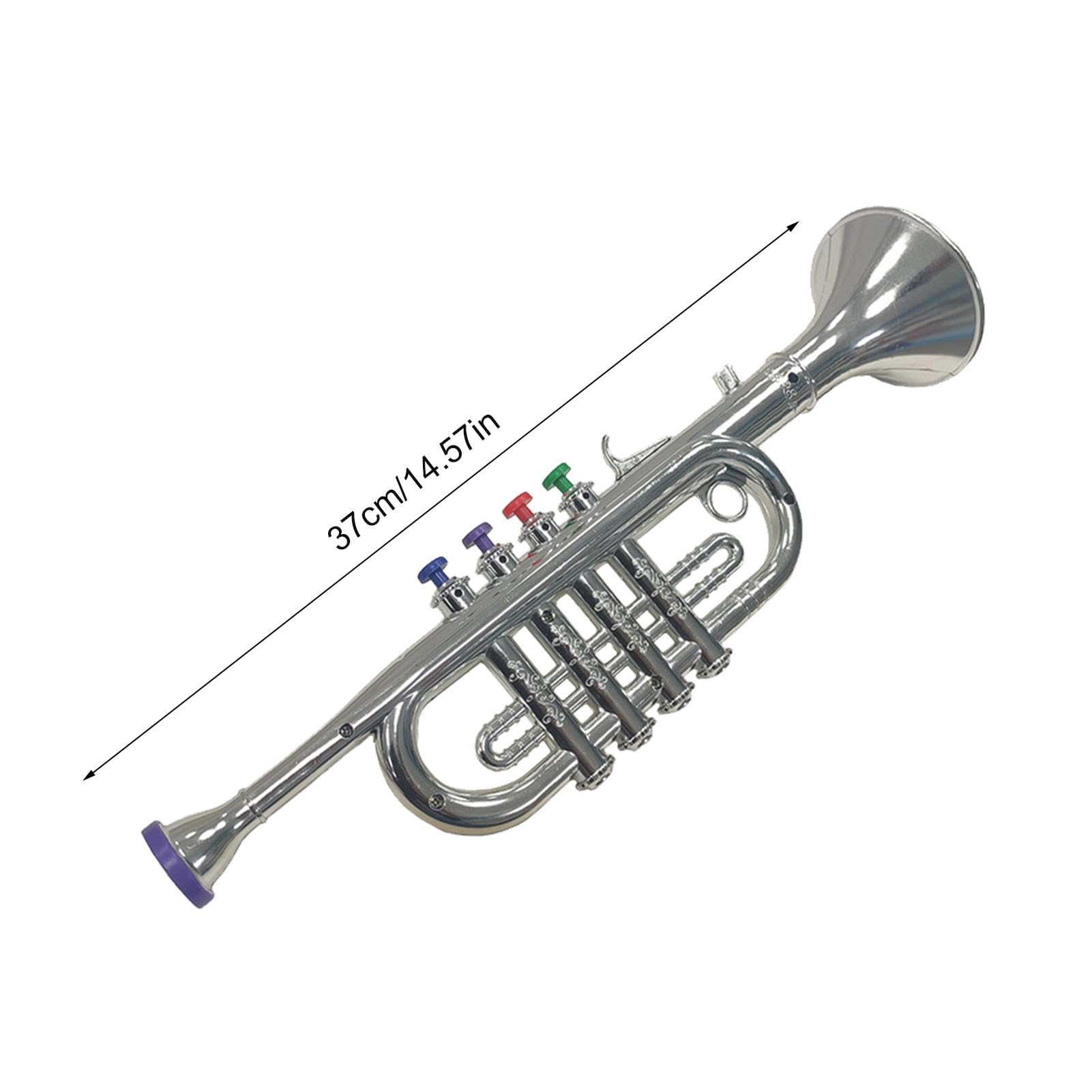 Kids Toy Trumpet - Musical Instrument for Children, Boys & Girls - Realistic Simulation Trumpet with Support Stand - Perfect for Birthday Gifts, Music Lessons & Pretend Play