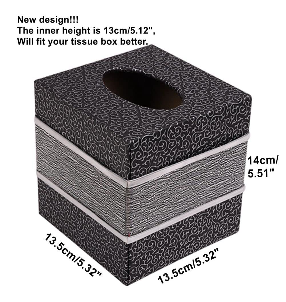 Elegant PU Leather Square Tissue Box Cover - Silver Home Decor Cube for Living Room, Bedroom & Office | Forever Home Decor