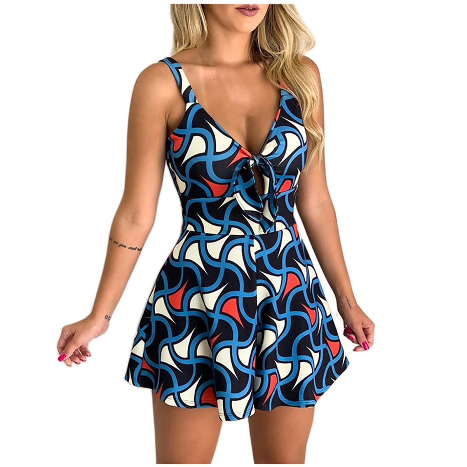 Sexy Women's Graphic Romper with Bandage & Butterfly Design - Trendy 2022 Casual One-Piece Shorts | Perfect for Summer Outfits, Beach Vacations & Night Out Parties