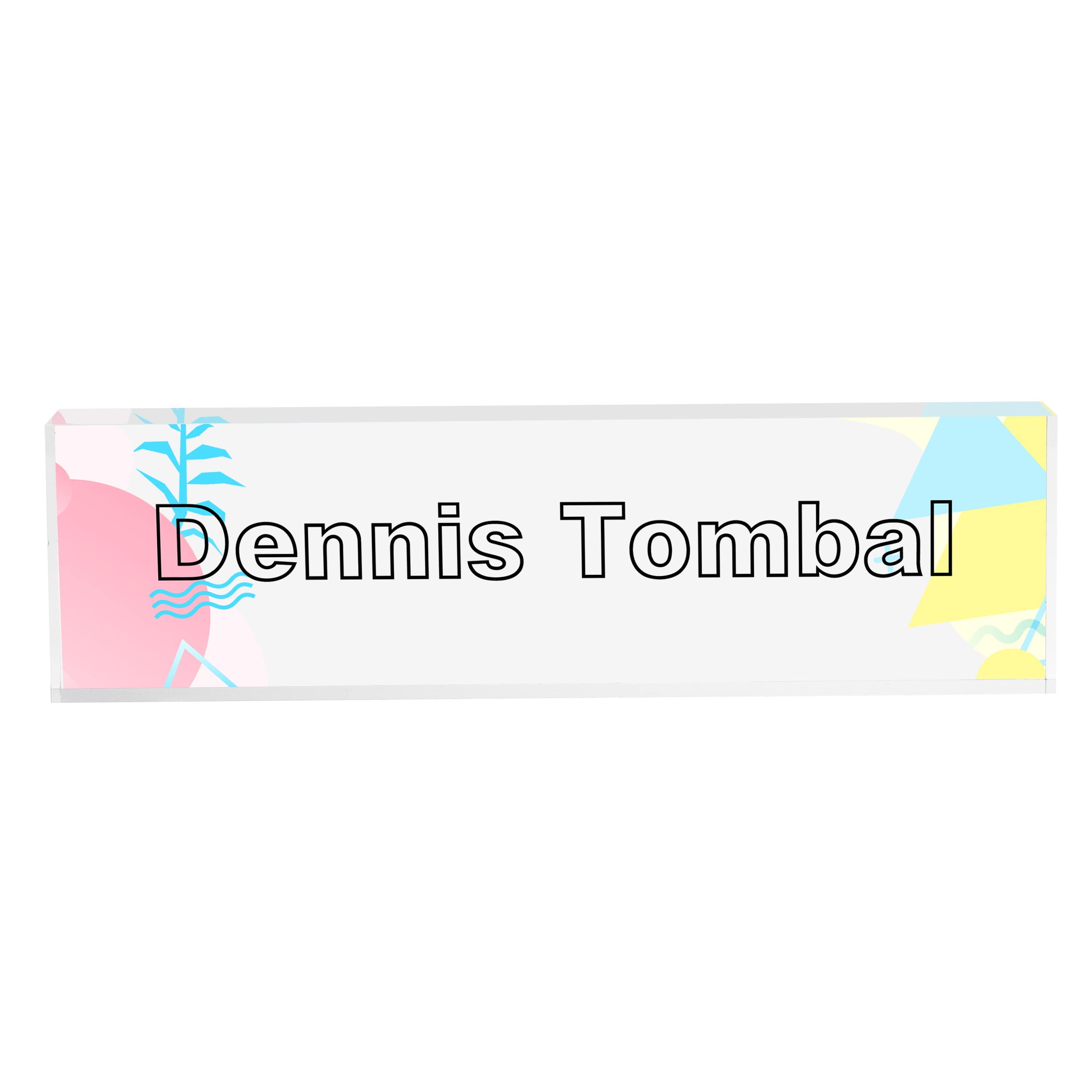 Custom Acrylic Desk Name Plates - Personalized Office Name Sign for Doors & Desks, Clear Glass Block with Elegant Patterns, Perfect Office Decor & Professional Gift for Coworkers (Ideal for Corporate Gifts, Reception Desks & Home Offices)