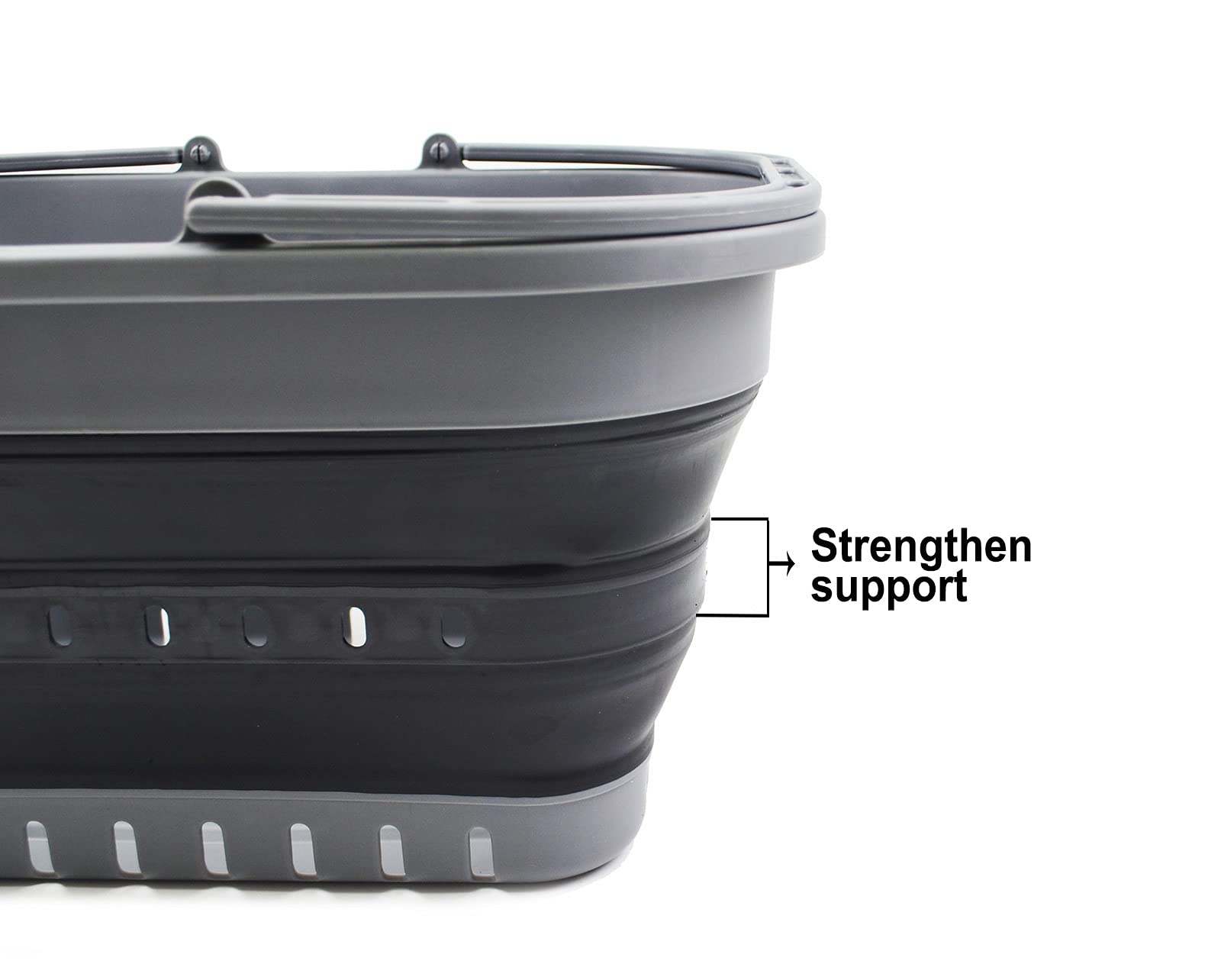 Foldable Laundry Basket with Handle - 19L (5 Gallon) Collapsible Storage Bin for Home, Camping & Travel - Portable Picnic Basket & Dish Organizer - Space Saving Grey/Black Design - Perfect for Dorms, Apartments & Outdoor Adventures
