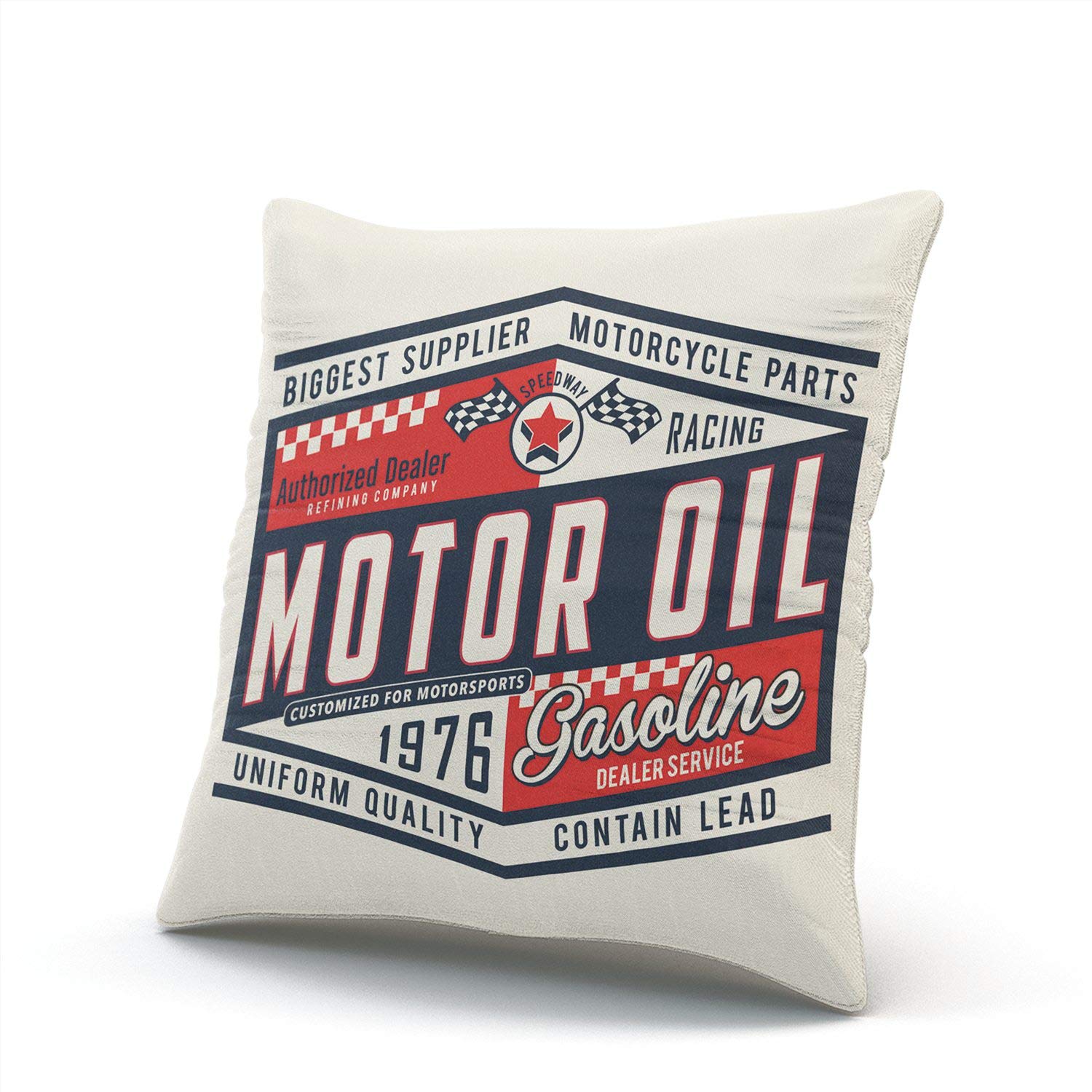 Motorcycle Oil Print Pillow Cover - 18x18 Inch Double Sided Decorative Throw Pillow Case with Hidden Zipper, Lead-Free | Perfect for Biker Home Decor, Man Cave & Living Room Accent