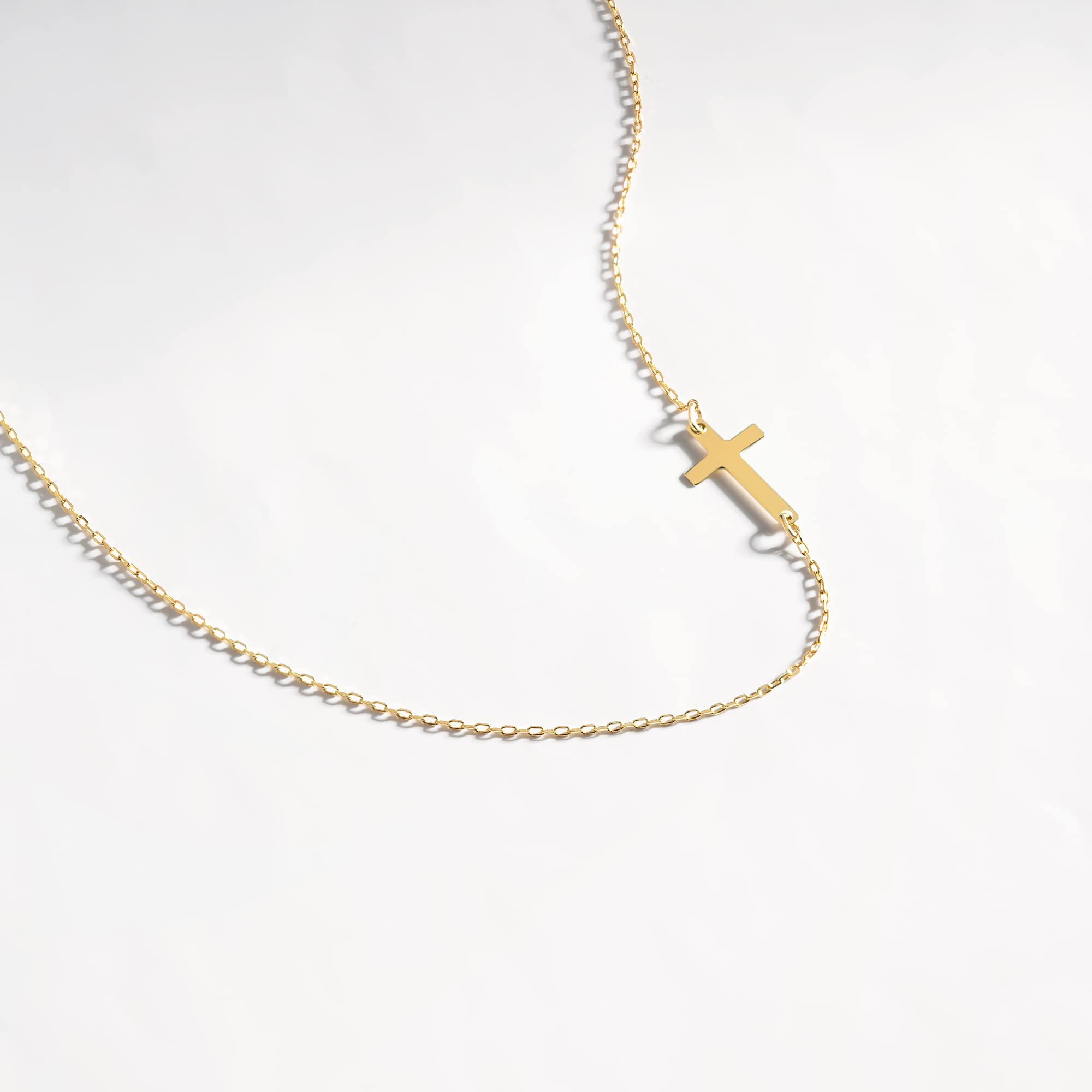 14K Real Gold Cross Necklace for Women - Elegant 14K Gold Crucifix Pendant with 18