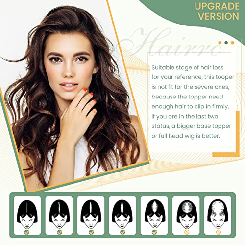 Clip in Human Hair Topper with Silk Base - Natural Looking Hairpiece for Thinning Hair - Perfect for Daily Wear, Special Occasions & Styling