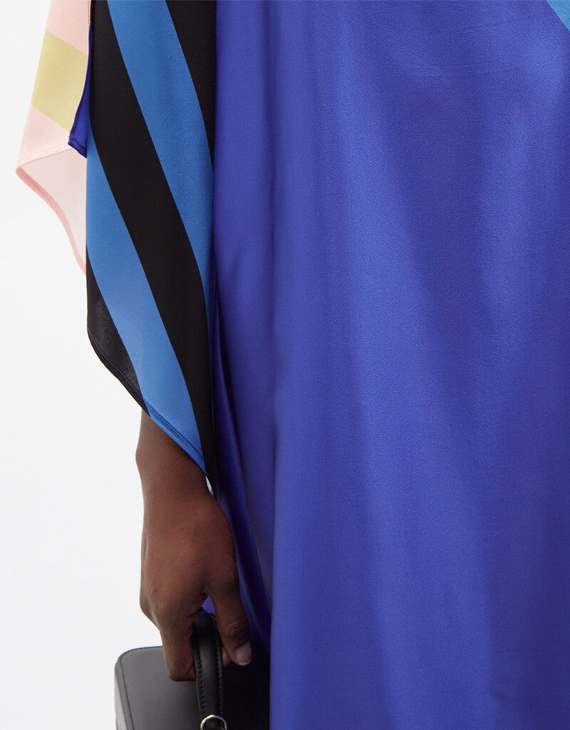 Luxury Blue Satin Silk Kaftan Dress for Women - Elegant Soft Loungewear & Beach Cover Up - Perfect for Spa Days, Vacation Wear and Summer Evenings