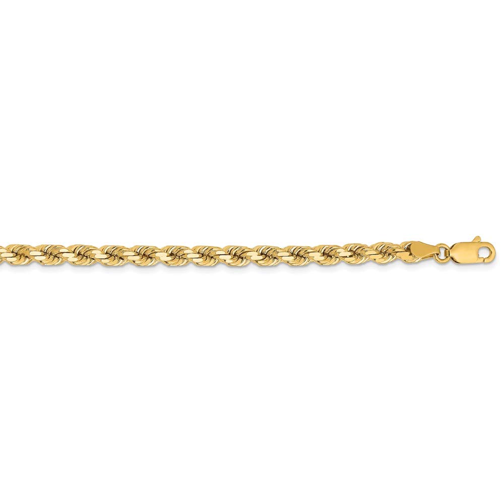 14K Yellow Gold 4.25mm Diamond Cut Rope Chain Necklace, Bracelet or Anklet - Elegant Jewelry for Women, Gift for Her, Perfect for Weddings, Parties & Everyday Wear
