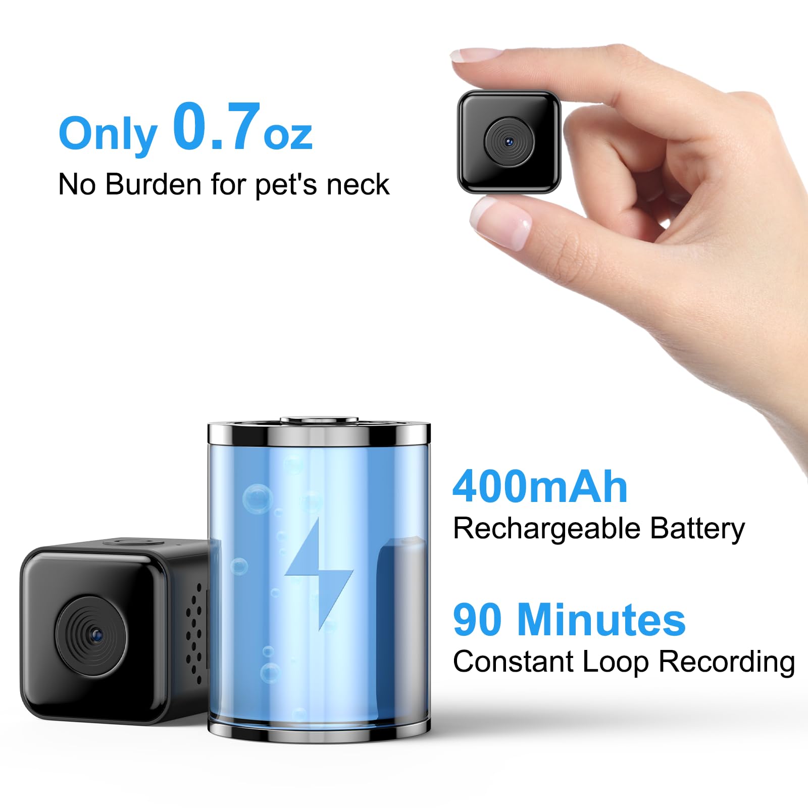 Wireless Cat Collar Camera with Video Recording - No WiFi Needed for Outdoor Pets
