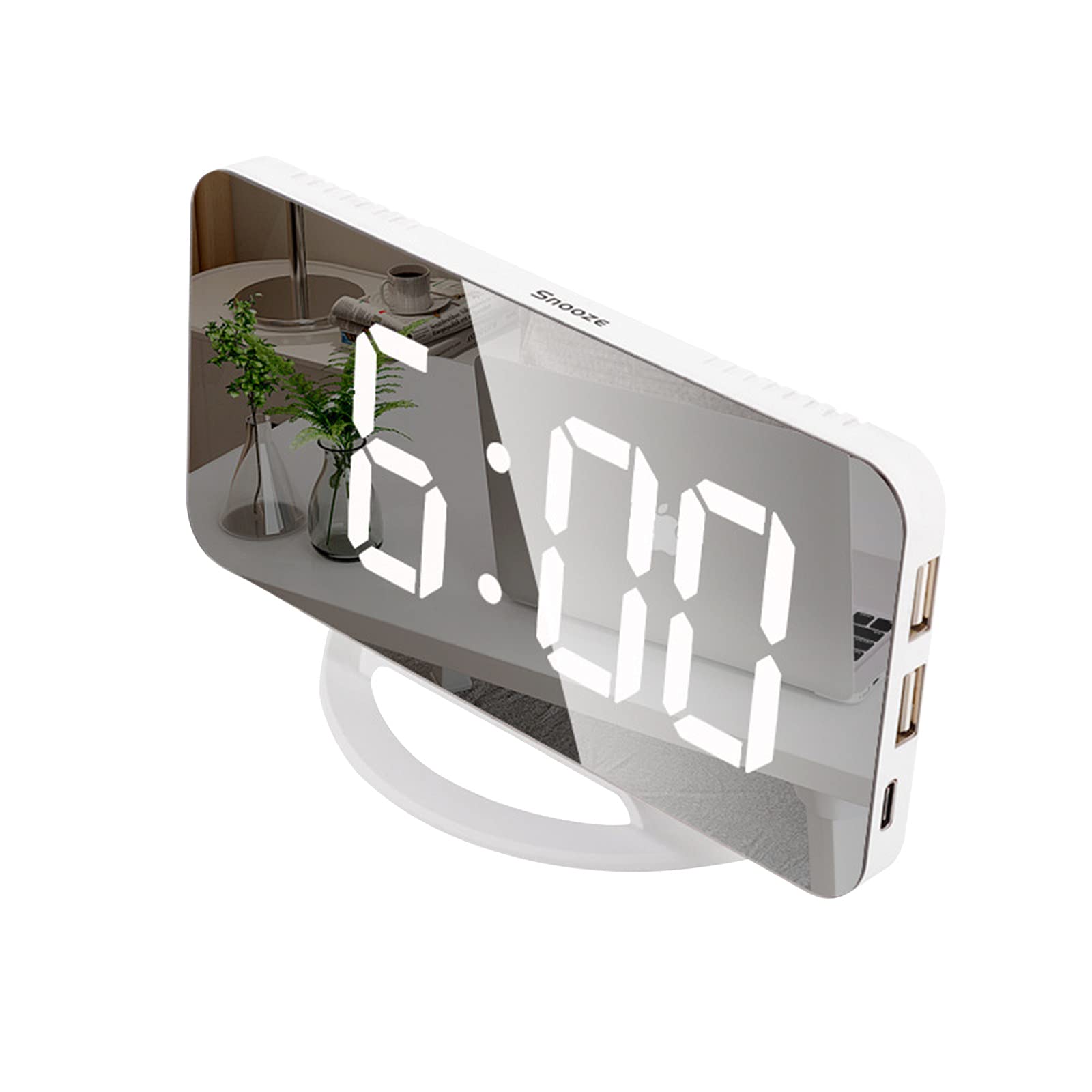 TEEGUI Digital Alarm Clock with Dual USB Charging Ports, Adjustable Brightness LED Display, Chess Timer Function - White (Perfect for Bedroom, Office, Travel & Chess Games)