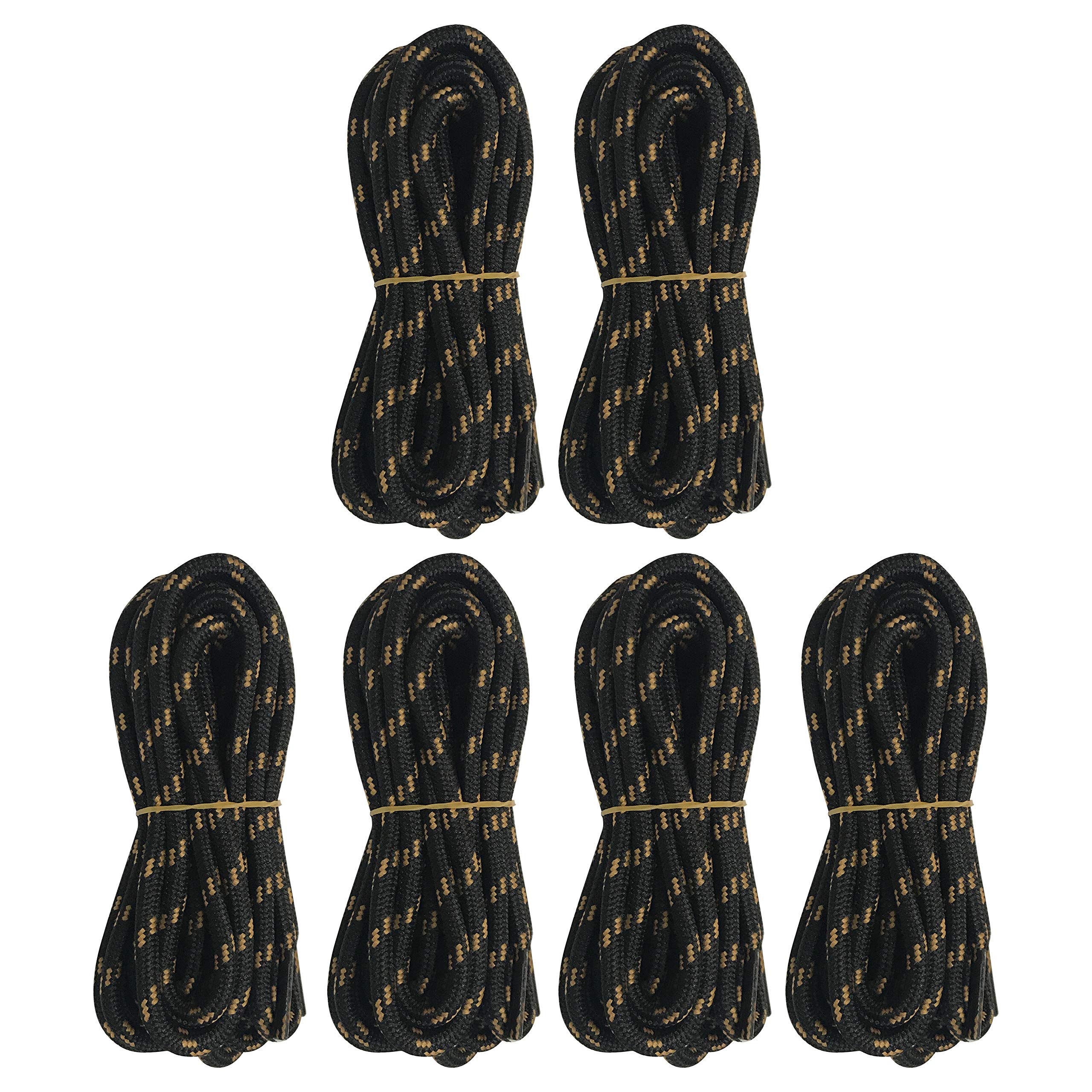6 Pairs 5MM Thick Heavy Duty Round Boot Laces - Durable Replacement Shoelaces for Hiking & Work Boots - Perfect for Outdoor, Construction & Safety Shoes