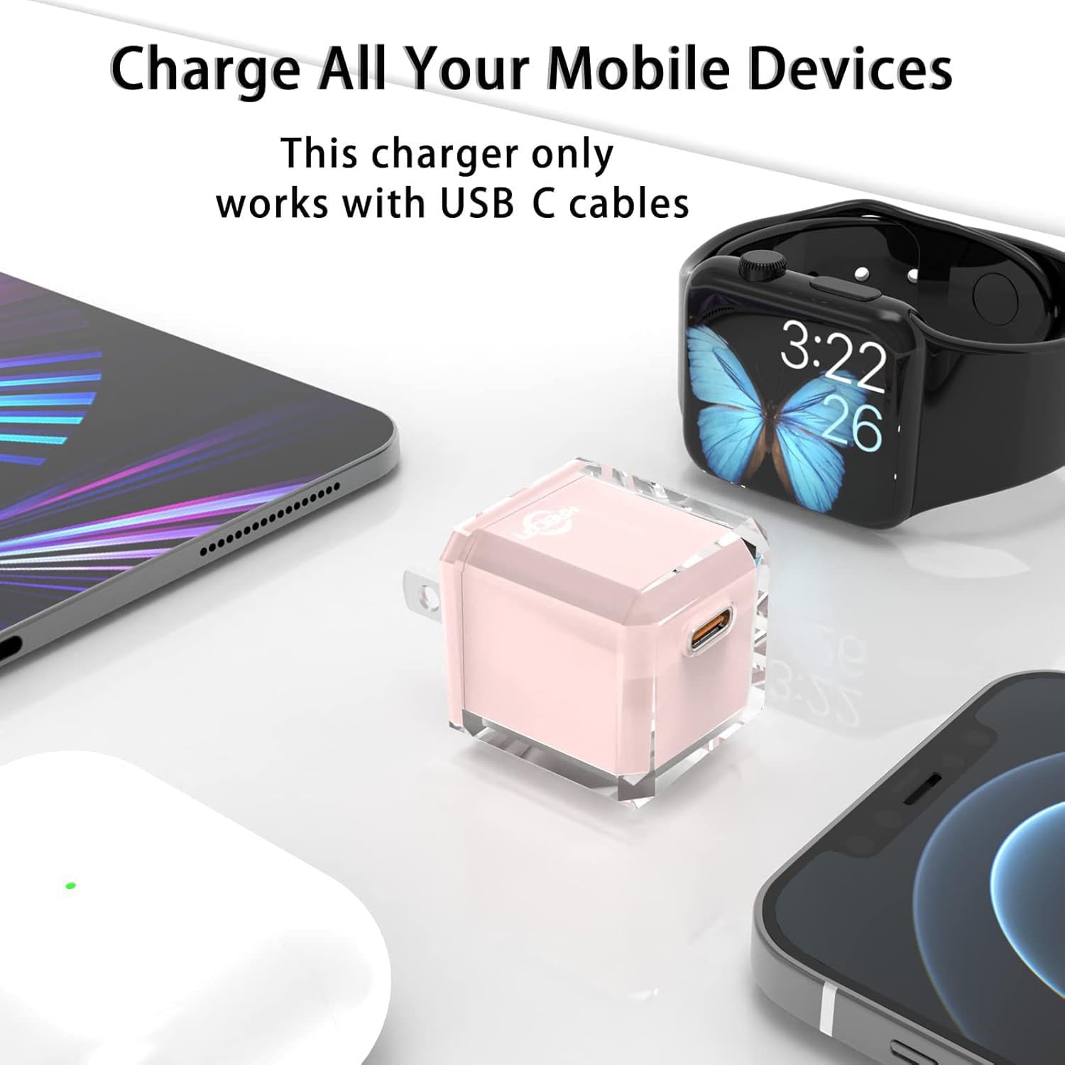 20W USB C Fast Charger Block - PD 3.0 Compact Wall Charger for iPhone 15/14/13/12 Series (Pro/Max/Mini) - Fast Charging Adapter for Home, Office & Travel - No Cord Included
