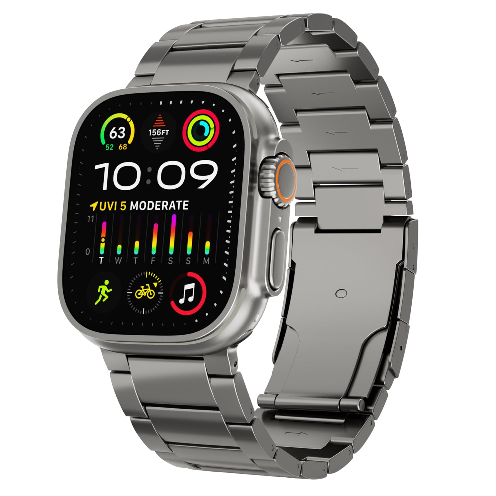 Premium Titanium Apple Watch Ultra 2 Band 49mm for Men - Durable 26mm Wide Metal Replacement Strap with Magnetic Buckle & Folding Clasp - Perfect for Outdoor Adventures, Workouts, and Everyday Wear
