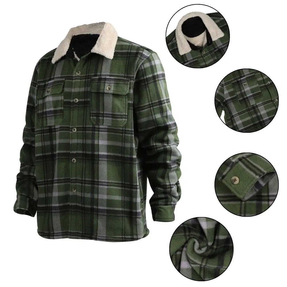 Men's Buffalo Plaid Jacket - Warm Flannel Shirt Jacket for Winter, Outdoor Camping & Casual Wear | Water-Resistant & Cozy Fleece Lining