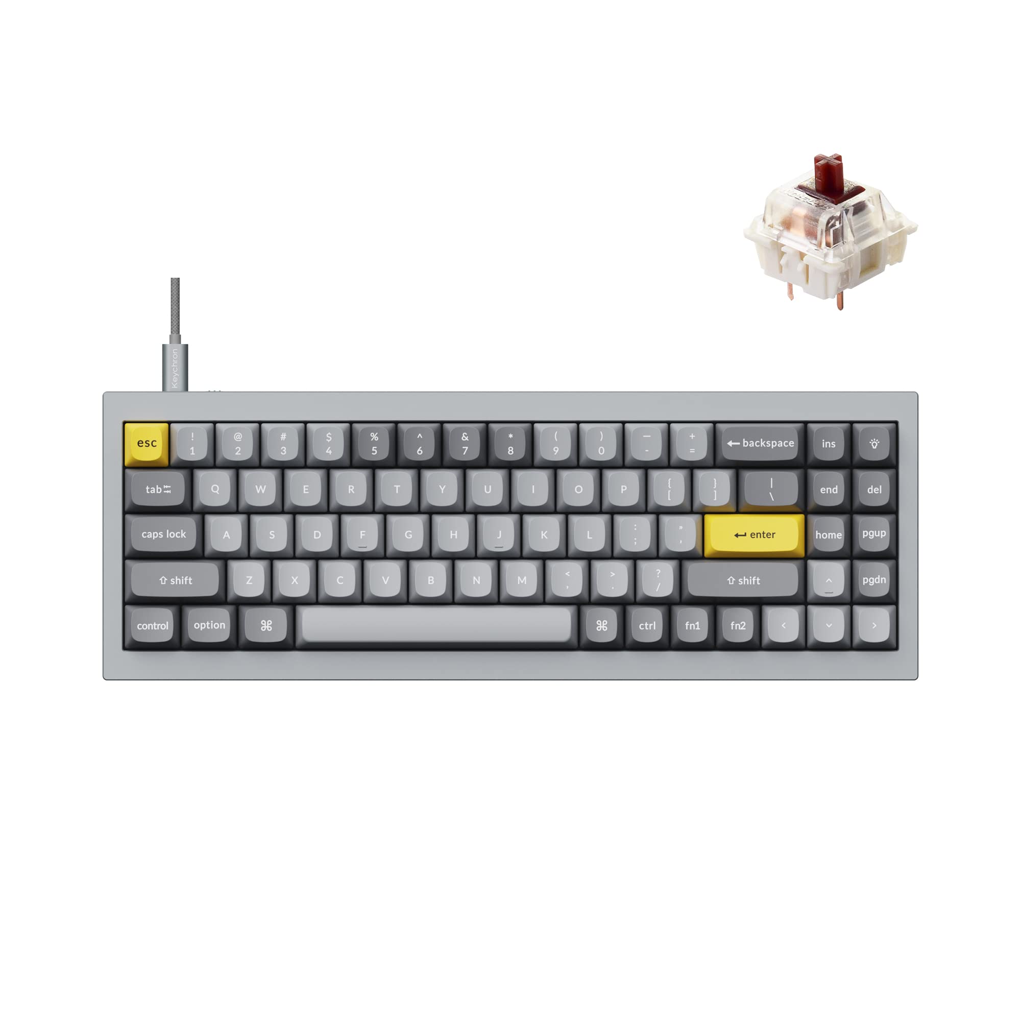 Keychron Q7 70% Wired Custom Mechanical Keyboard - Hot-Swappable Gateron G Pro Blue Switches, QMK/VIA Programmable, Double Gasket Design for Mac/Windows/Linux (Grey) | Perfect for Gaming, Coding & Office Work
