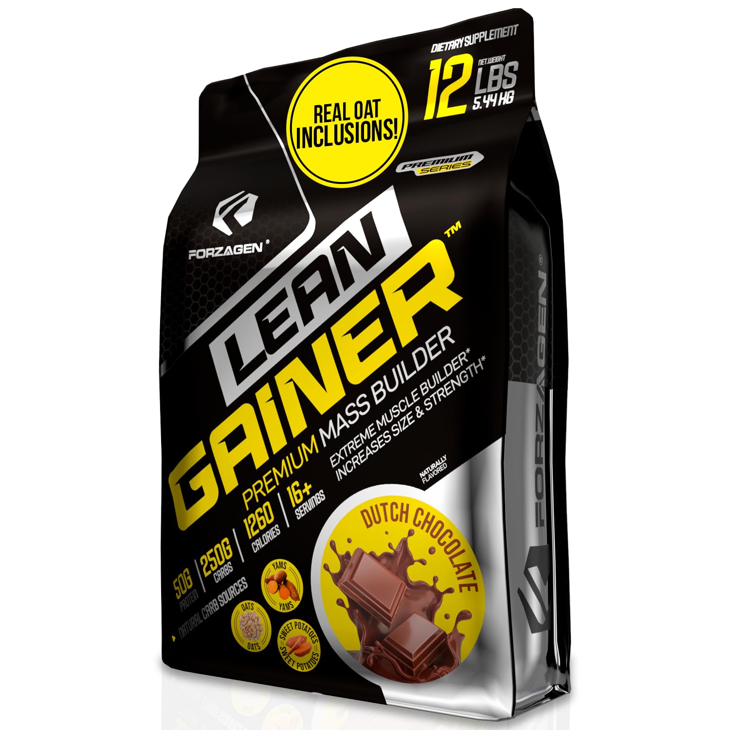 Forzagen Lean Gainer Premium Mass Builder Protein Powder - High Calorie Weight Gain & Muscle Building Supplement for Men & Women | Dutch Chocolate Flavor, 12 lbs (16+ Servings) | Perfect for Post-Workout Recovery & Bodybuilding Nutrition