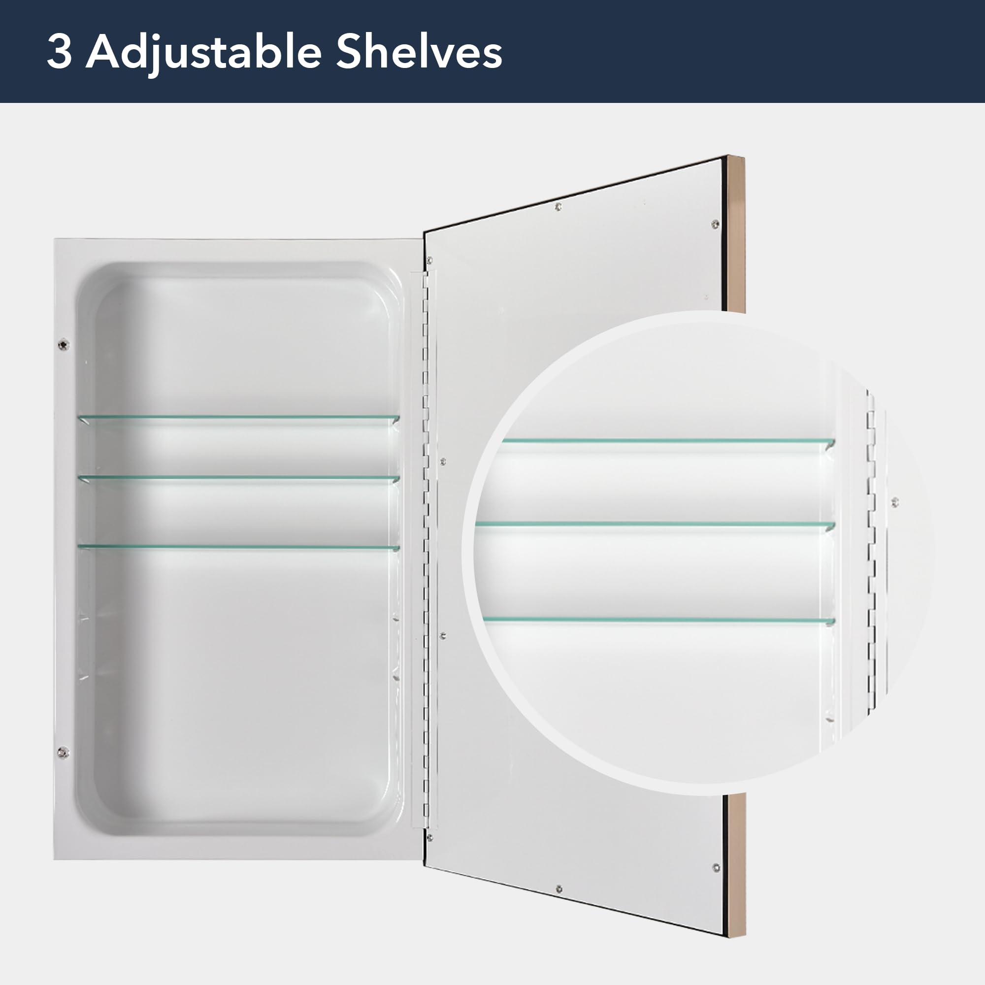 Head West Brushed Nickel Recessed Medicine Cabinet with Beveled Mirror - 16