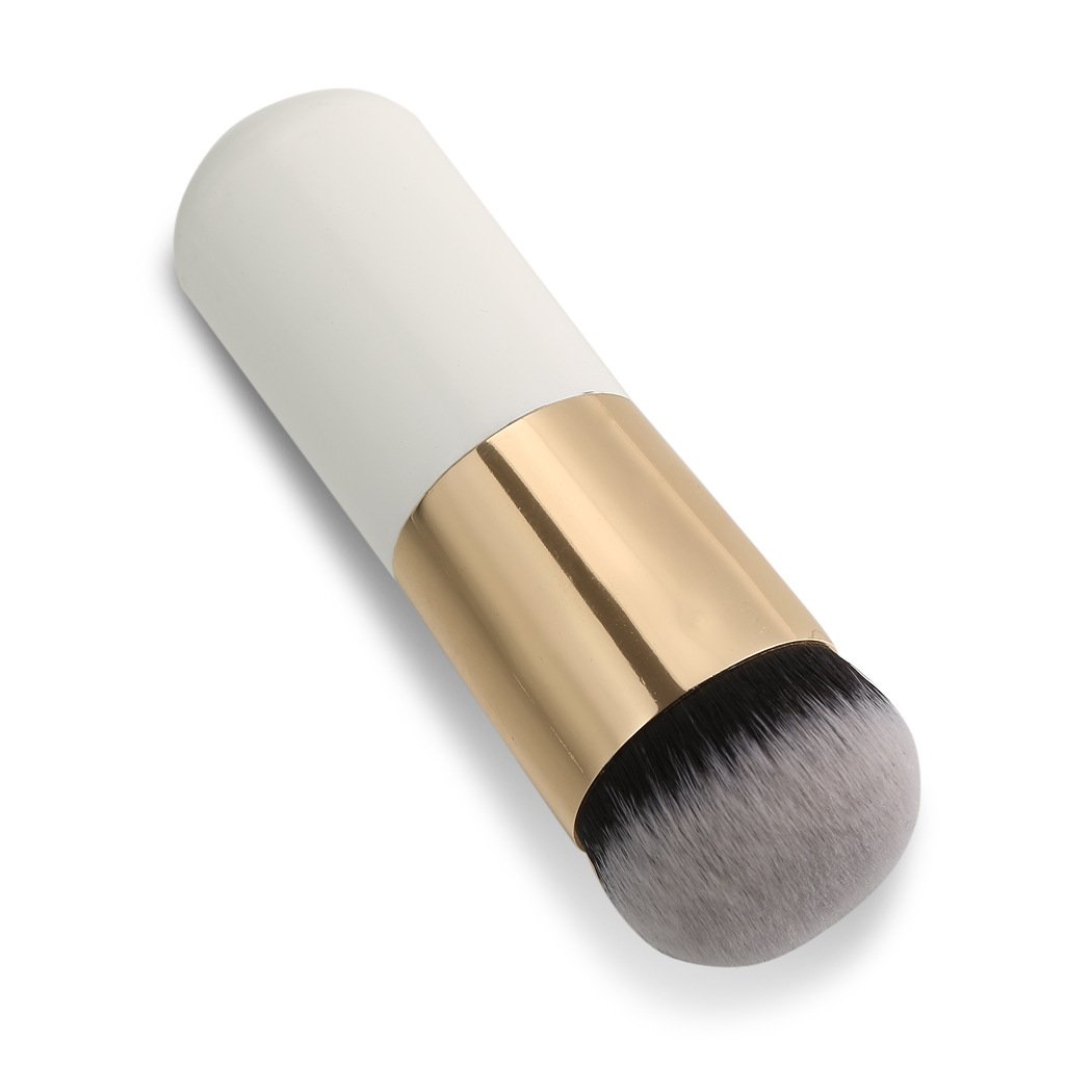 Ladista Chubby Pier Foundation Makeup Brush - Synthetic Fiber BB Cream Concealer & Powder Brush Set (Golden & White) for Flawless Makeup Application - Perfect for Daily Use, Travel & Professional Makeup Kits
