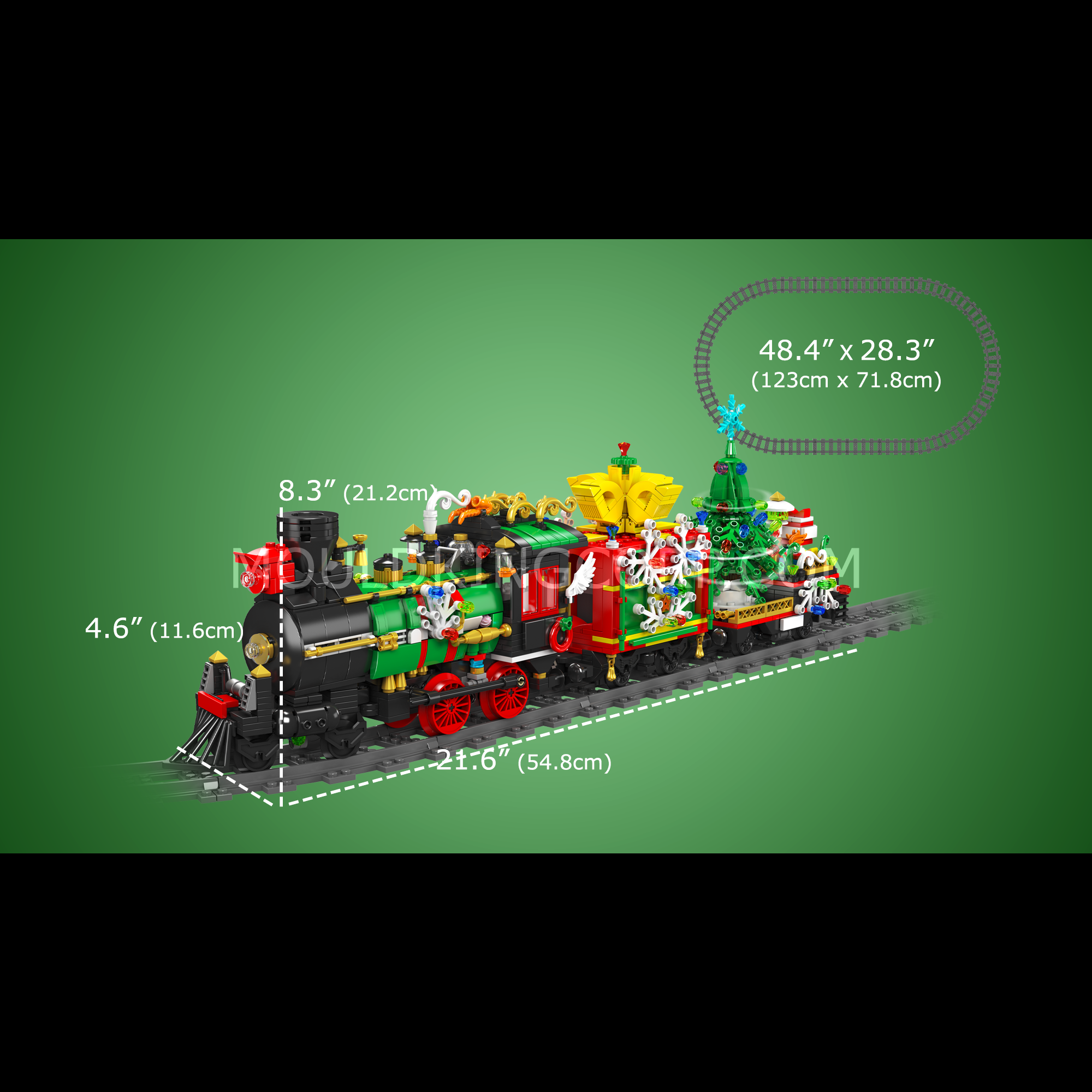 MOULD KING 12012 Christmas Train Building Set with Light & Music - 1,457 PCS Holiday Model Train for Home Decoration & Christmas Display