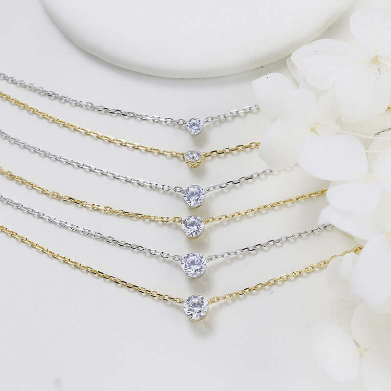 14K Gold Solitaire Moissanite Pendant Necklace for Women | Elegant Dainty Jewelry Gift for Anniversary, Birthday & Valentine's Day | Perfect for Everyday Wear & Special Occasions