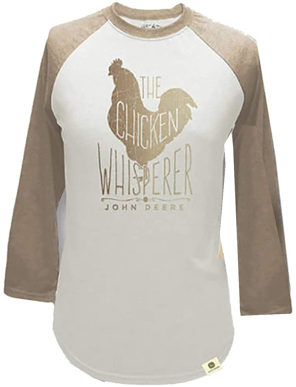 John Deere Do Good Today Chicken Women's Raglan Long Sleeve Tee - Medium Ivory - Comfortable Casual Wear for Farm, Outdoor Activities & Everyday Use